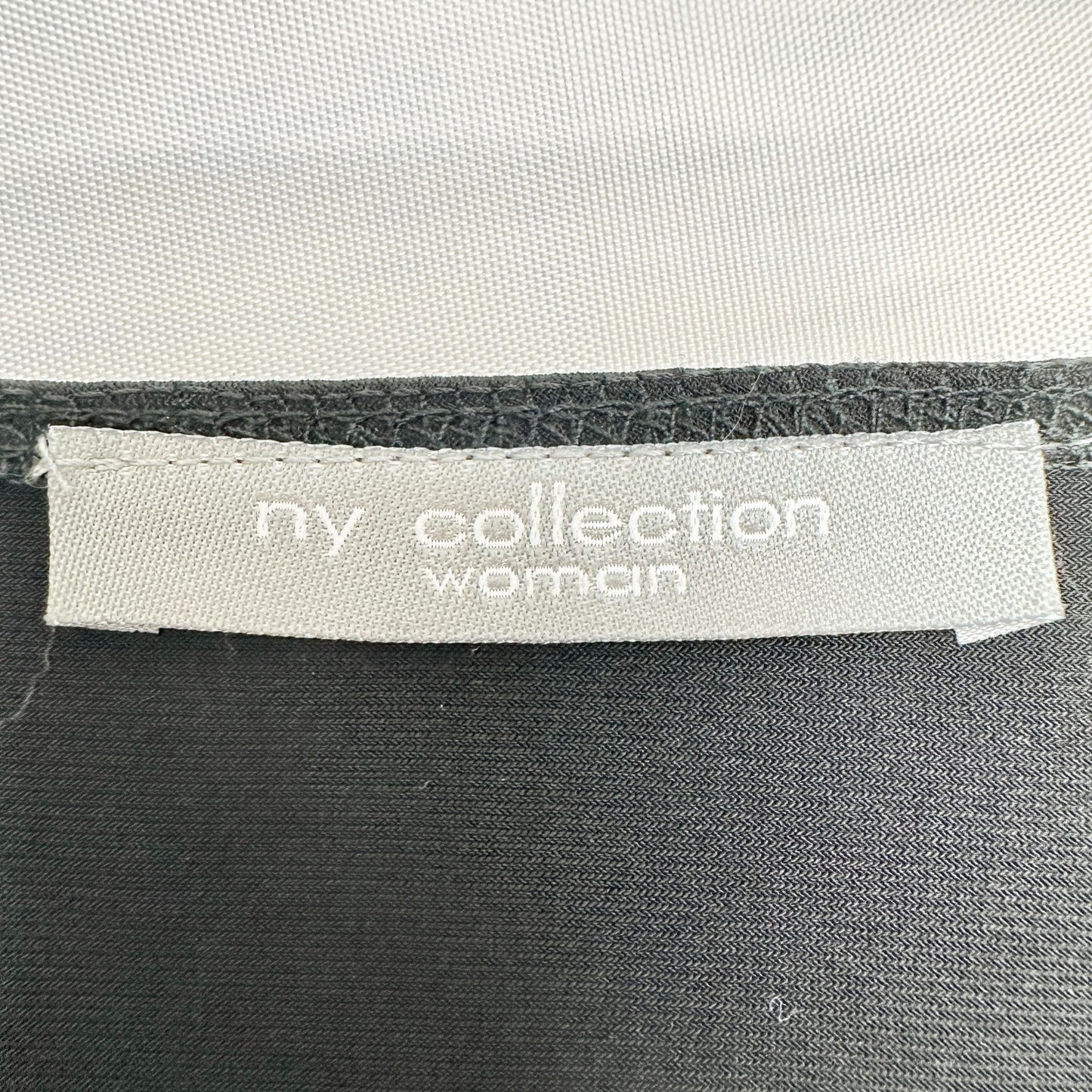 NY Collection Tunic Top Womens 2X Black V-Neck Empire Waist 3/4 Sleeve Blouse