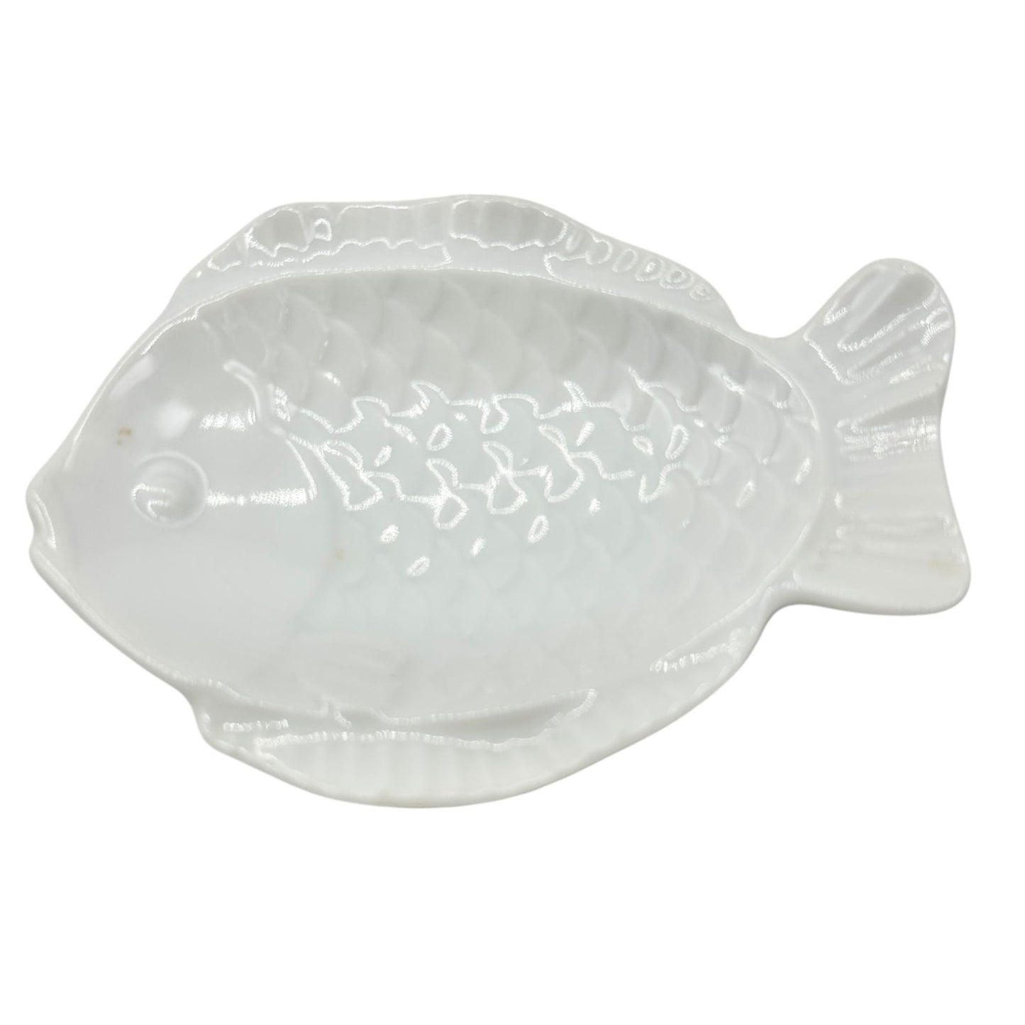 Ceramic Fish-Shaped White Soap or Trinket Dish 4 x 3 Home Decor Bath Accessory