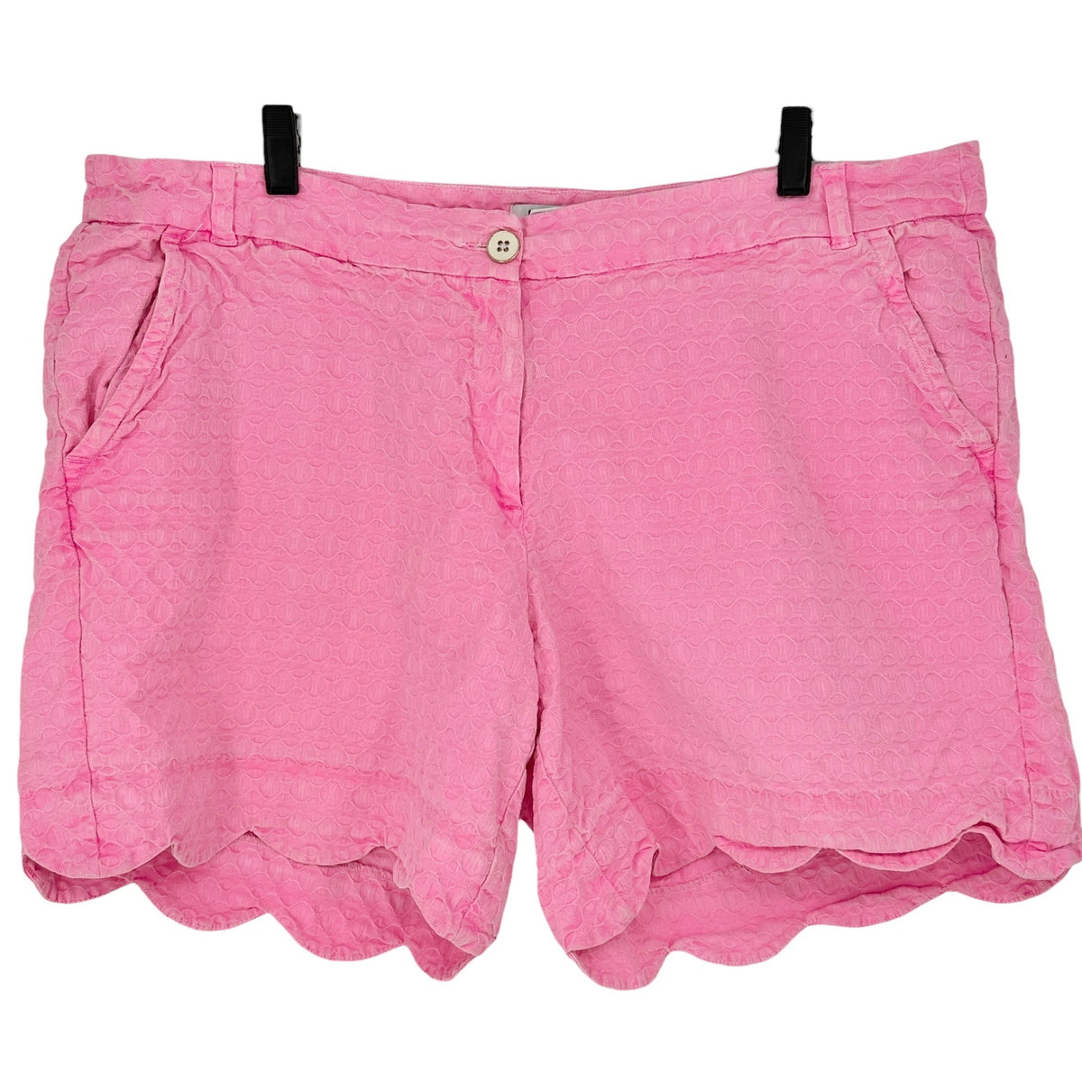 Curvy Shelby Womens Shorts 18W Pink Scalloped Hem Cotton Blend by Crown & Ivy