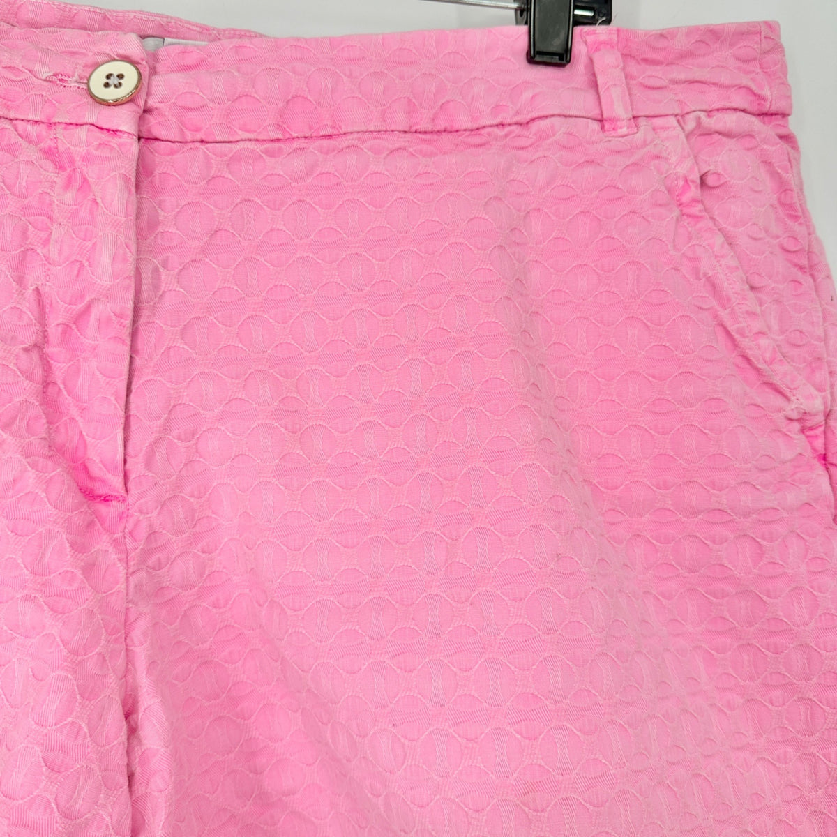 Curvy Shelby Womens Shorts 18W Pink Scalloped Hem Cotton Blend by Crown & Ivy