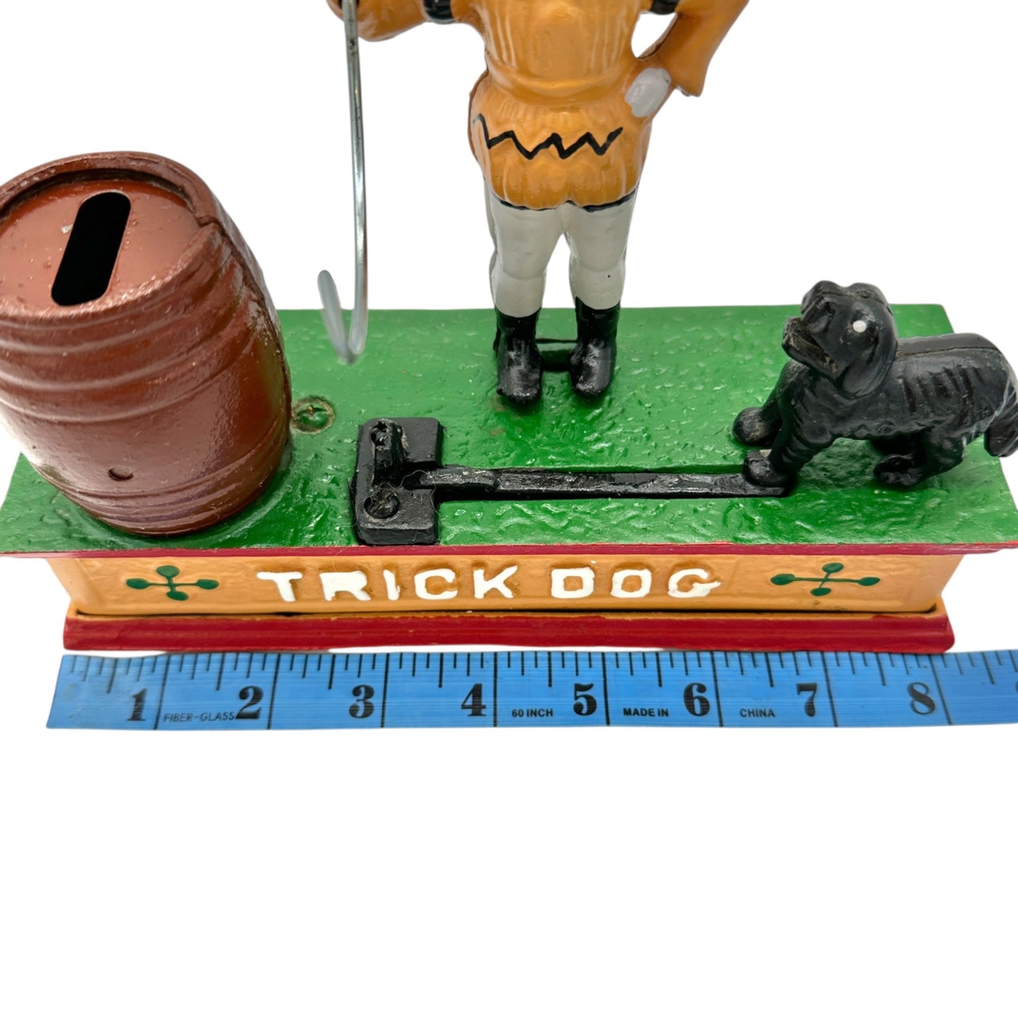 Vintage Trick Dog Mechanical Coin Bank Cast Iron Replica 1877 Design COA Include