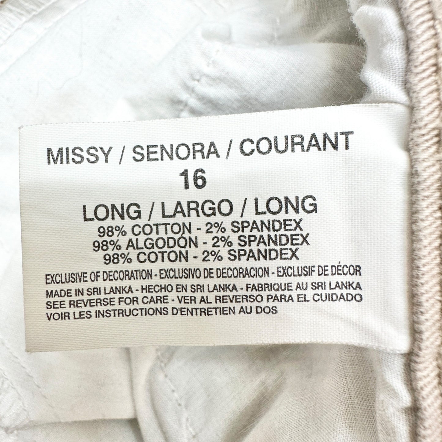 Gloria Vanderbilt Jeans Capris Womens Size 16 Long Cotton/Spandex Blend Missy