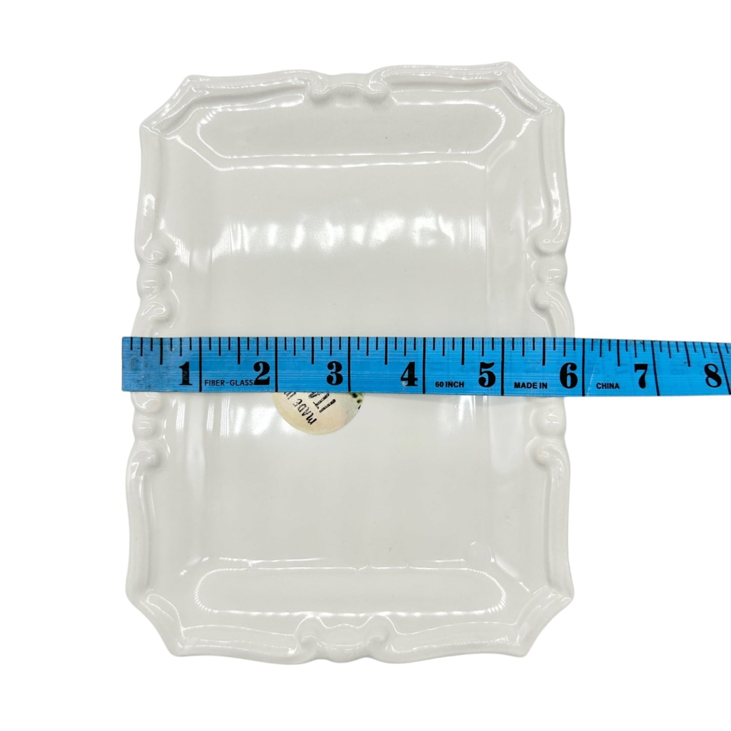 Effetti Handmade Rectangular Ceramic Tray White Made In Italy 8 x 6 inches