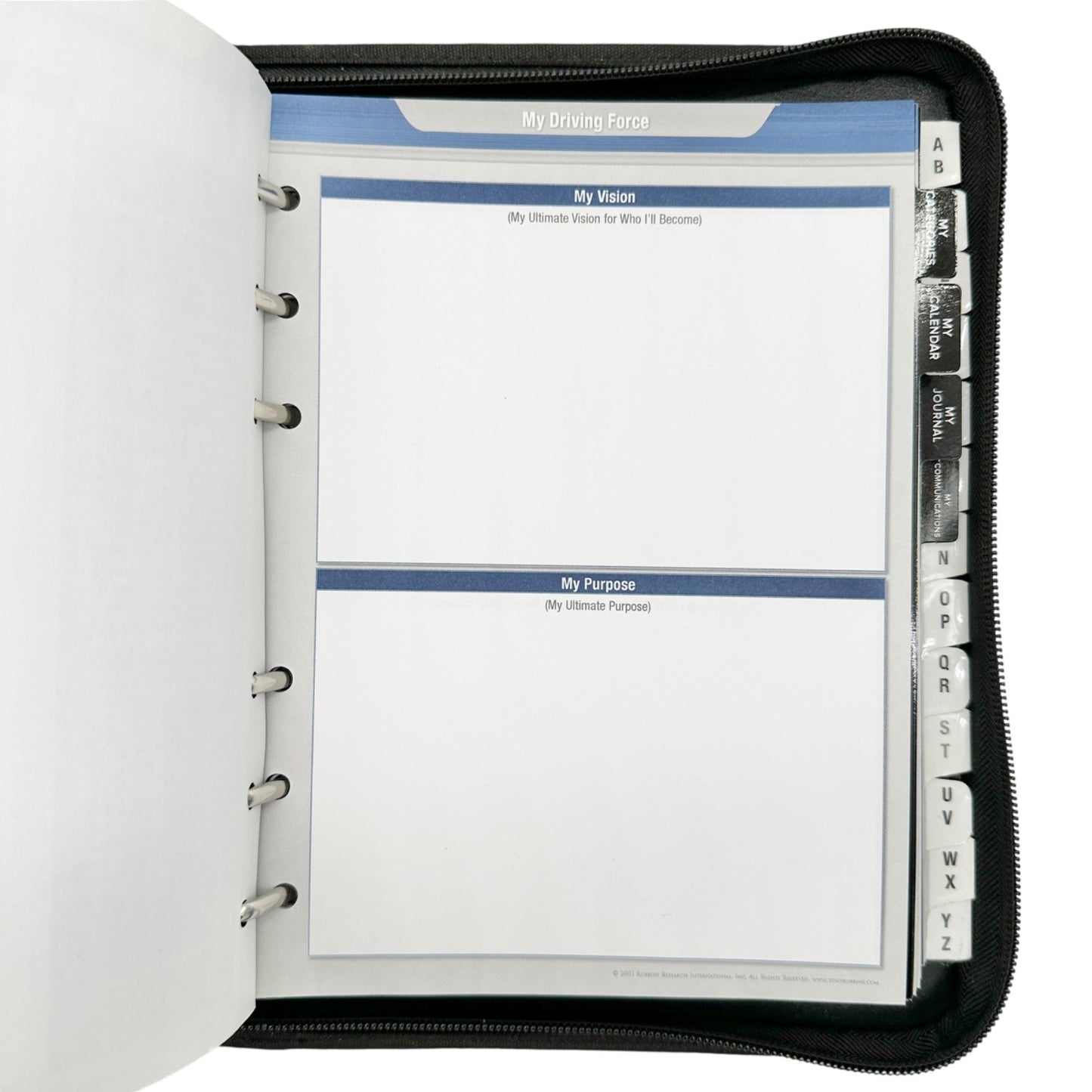 Tony Robbins Rapid Planning Method Binder Black With Workbook Zipper Closure