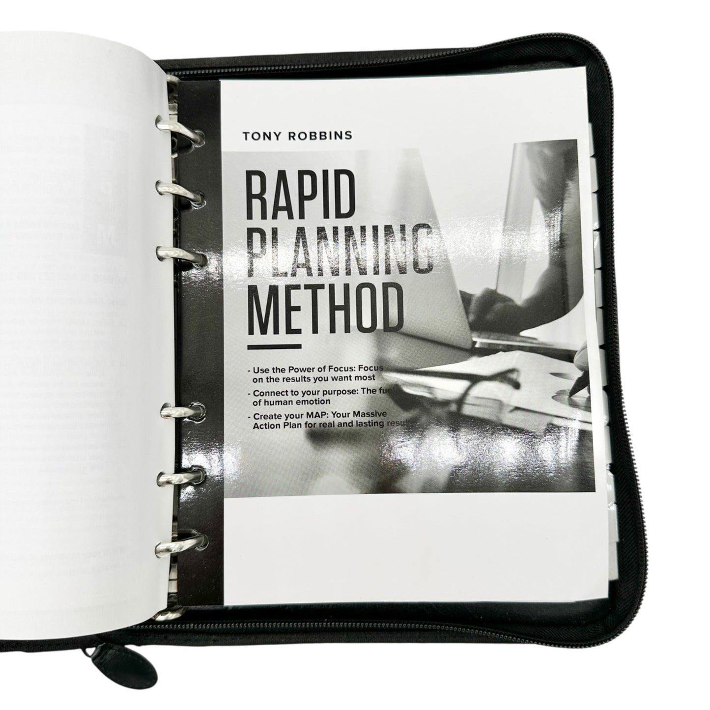 Tony Robbins Rapid Planning Method Binder Black With Workbook Zipper Closure