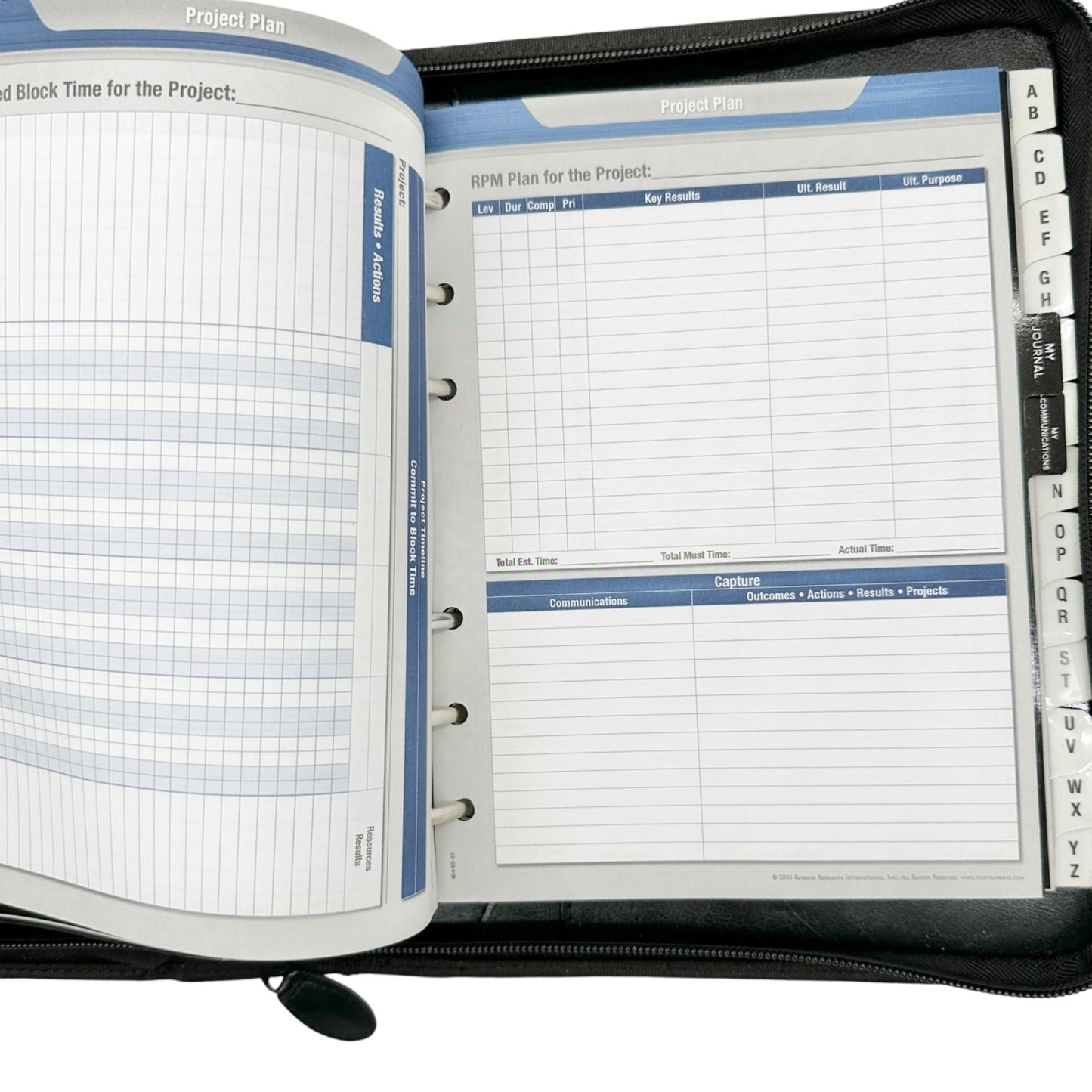 Tony Robbins Rapid Planning Method Binder Black With Workbook Zipper Closure
