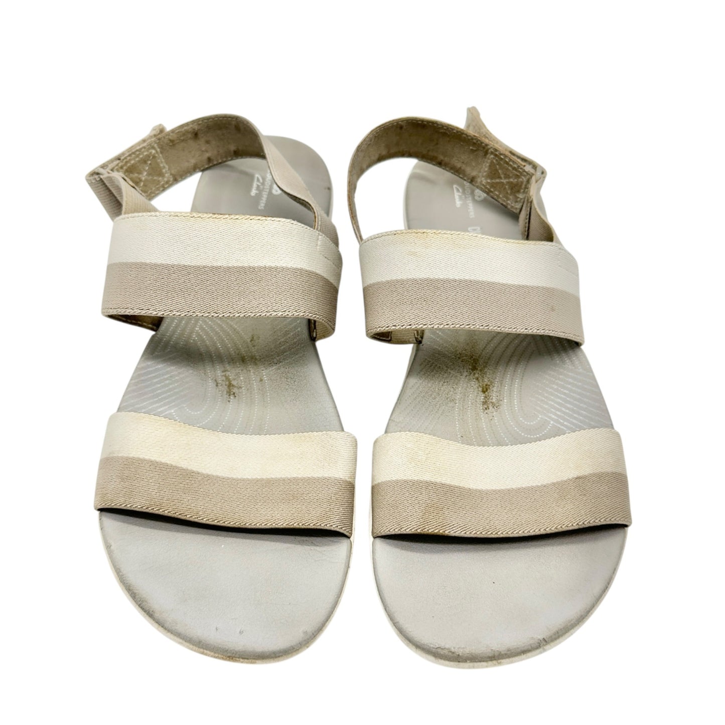 Clarks Cloudsteppers Cushion Soft Beige Elastic Strap Sandals Womens 10 Casual
