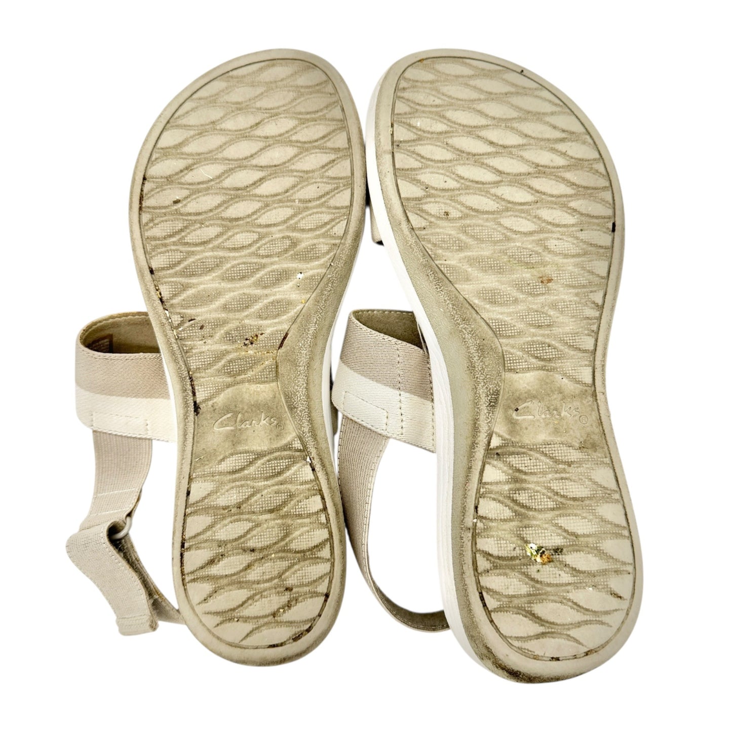 Clarks Cloudsteppers Cushion Soft Beige Elastic Strap Sandals Womens 10 Casual