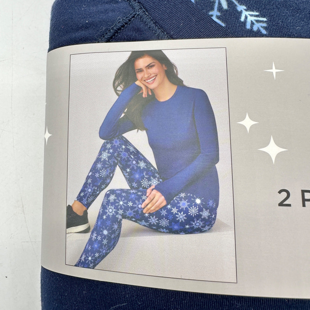 ClimateRight By Cuddl Duds 2pc Base Layer Set Womens XXL Blue Snowflake NIP