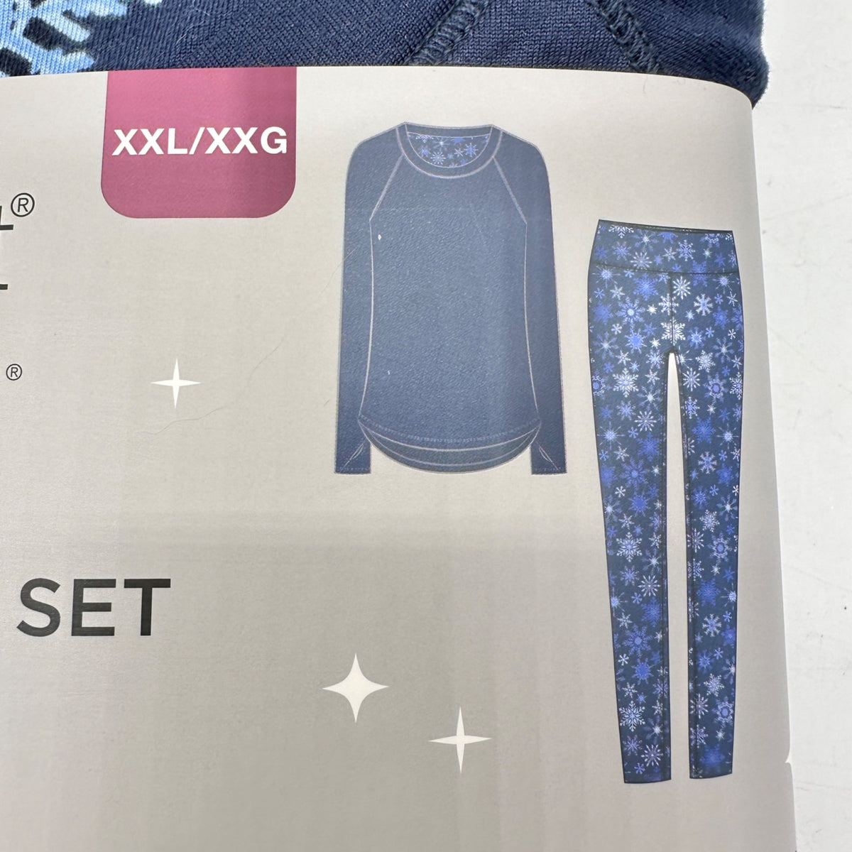 ClimateRight By Cuddl Duds 2pc Base Layer Set Womens XXL Blue Snowflake NIP