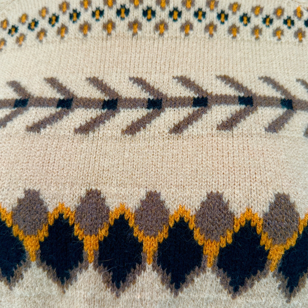 Made With Heart Sweater Womens XXL Cozy Beige Brown Knit Geometric Pattern NWT