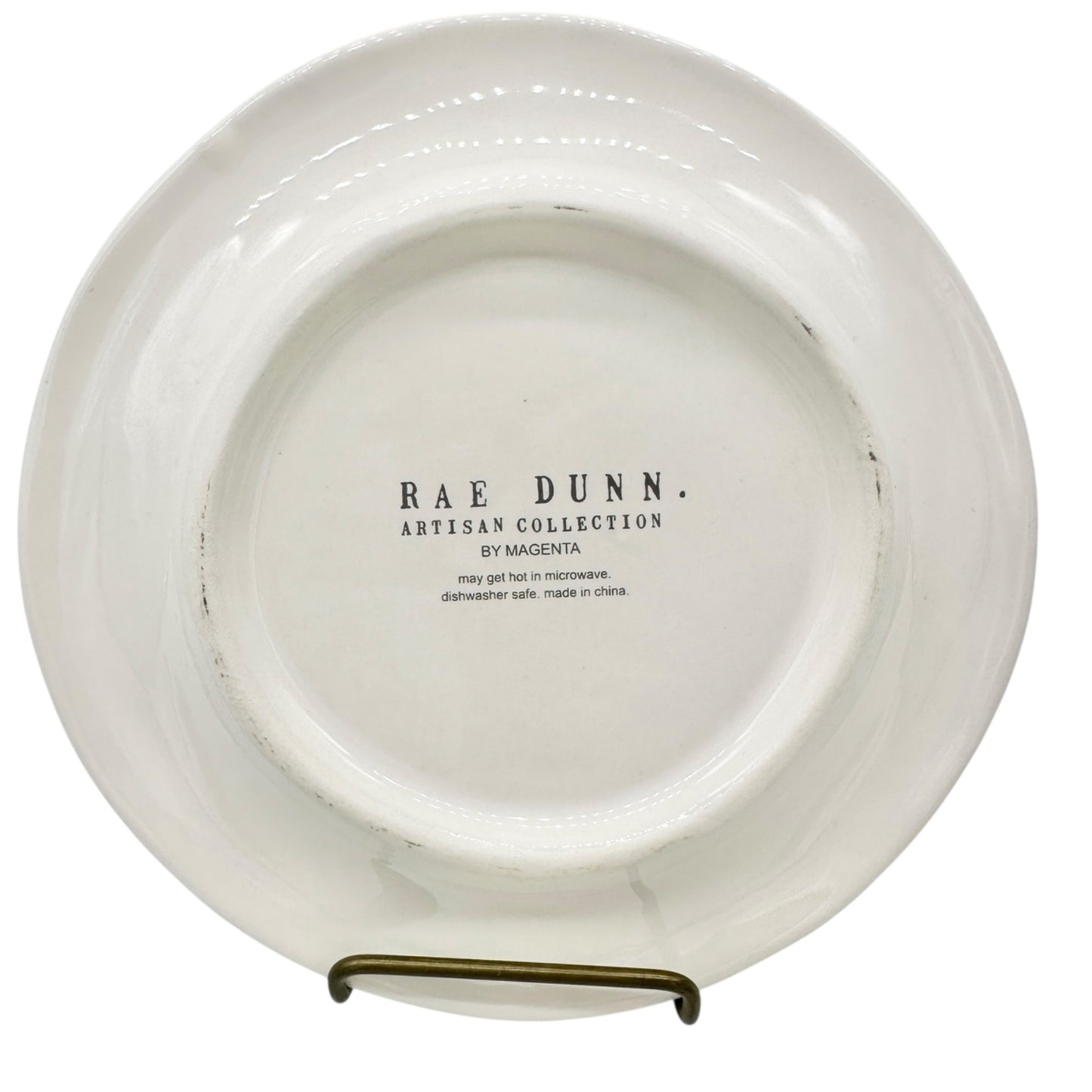 Vintage Rae Dunn Artisan Set of 3 Plates DINE SNACK SAVOR 6 inch White Blue Trim