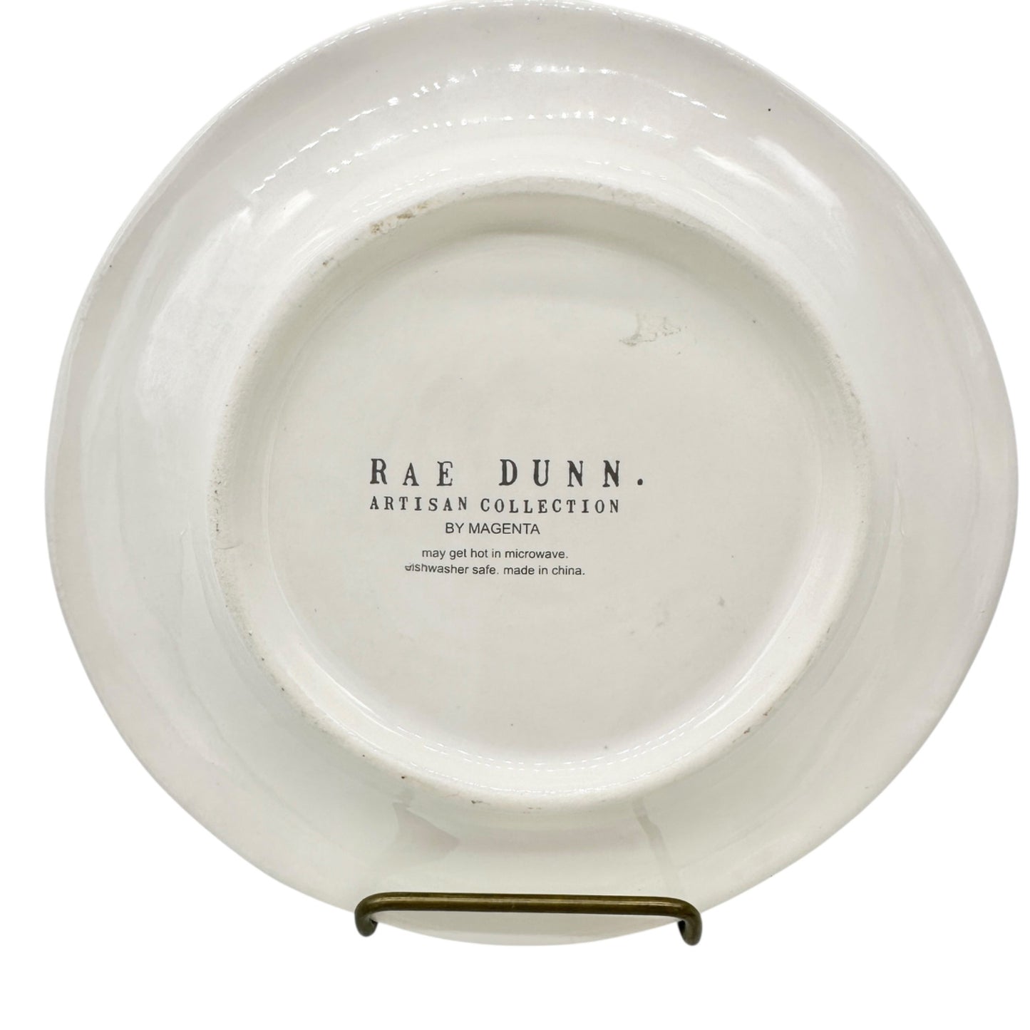 Vintage Rae Dunn Artisan Set of 3 Plates DINE SNACK SAVOR 6 inch White Blue Trim