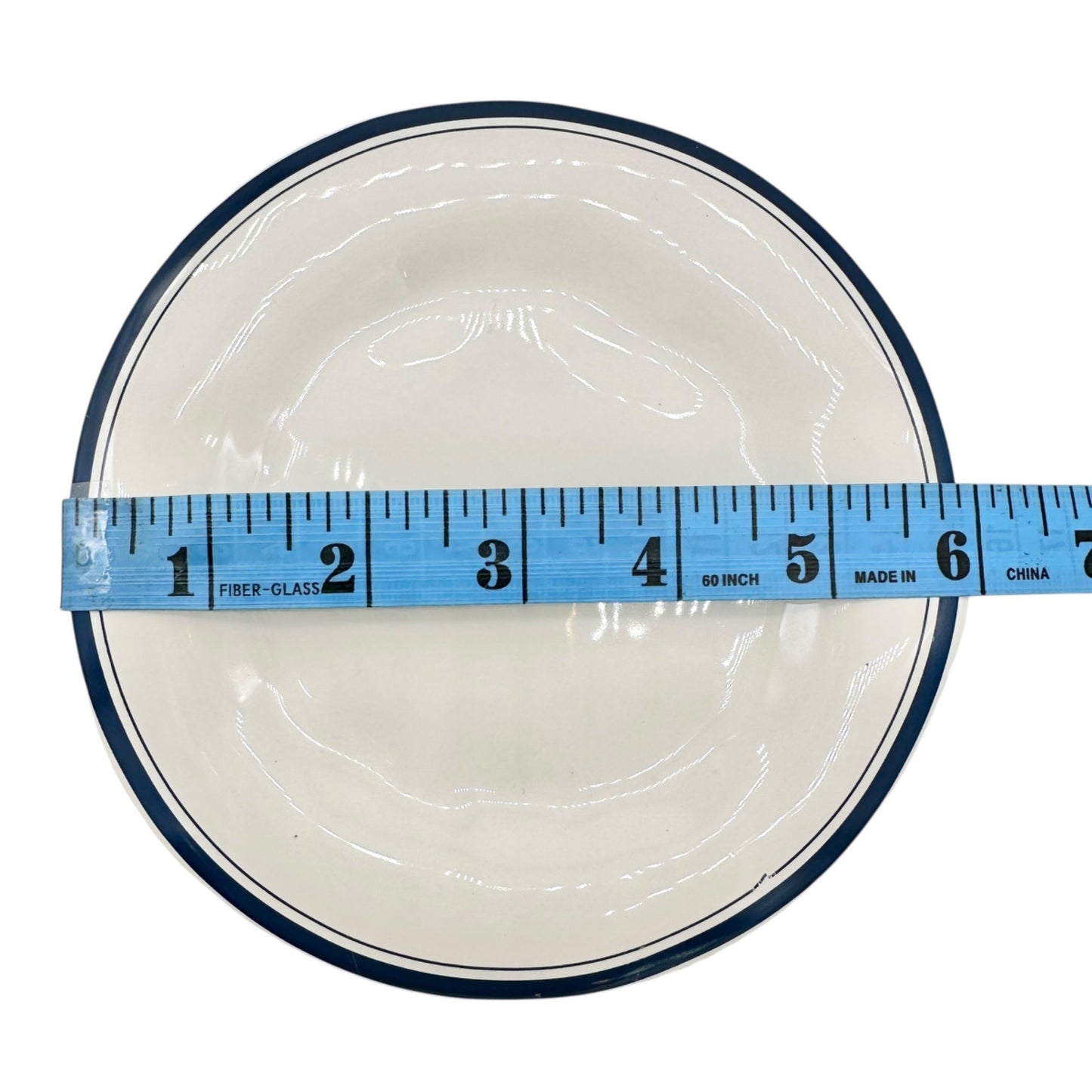 Vintage Rae Dunn Artisan Set of 3 Plates DINE SNACK SAVOR 6 inch White Blue Trim