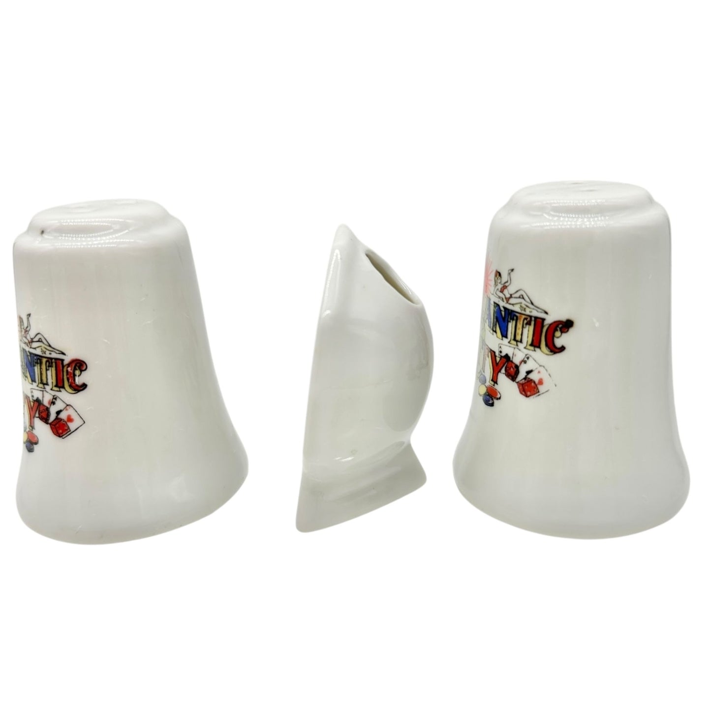 Atlantic City Souvenir 3pc Set Salt and Pepper Shakers Toothpick Holder Ceramic