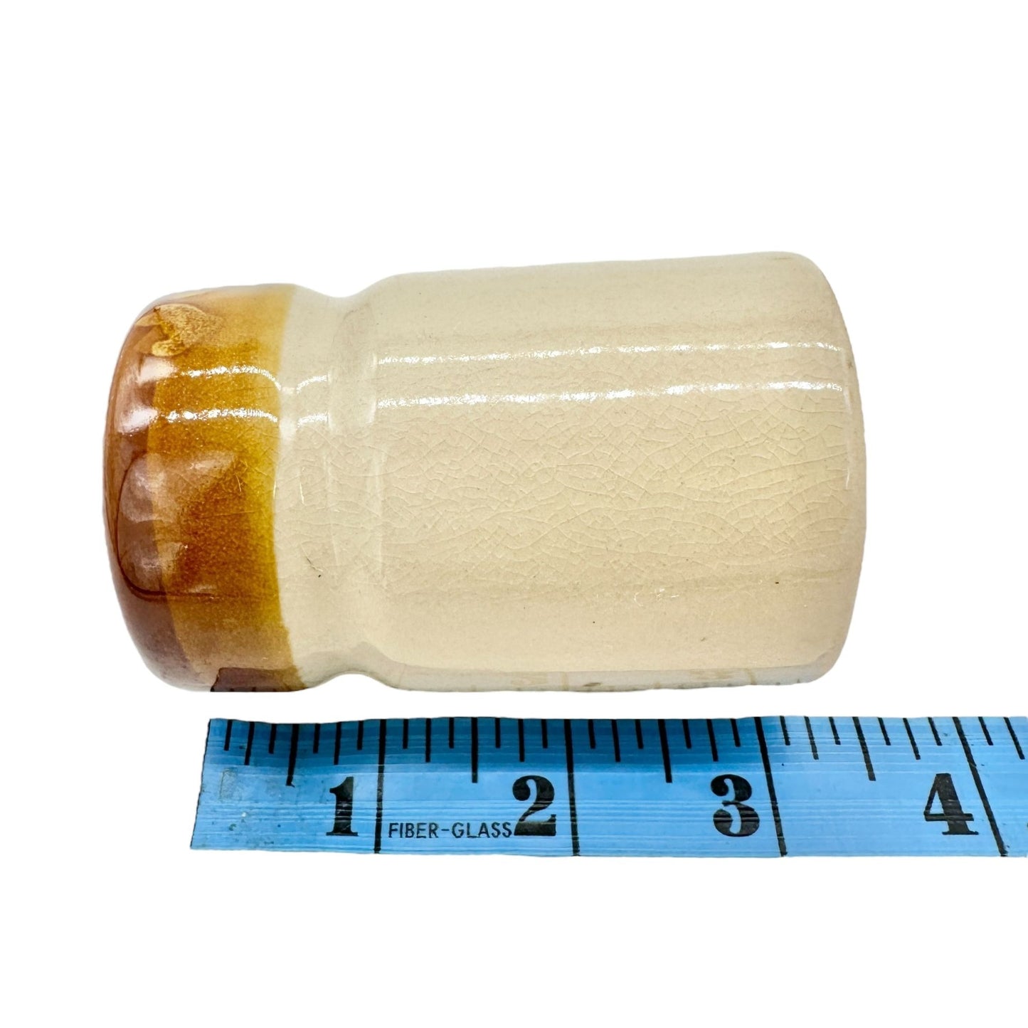 Vintage Ceramic Wheat Design Salt and Pepper Shakers Cork Stoppers Beige Brown