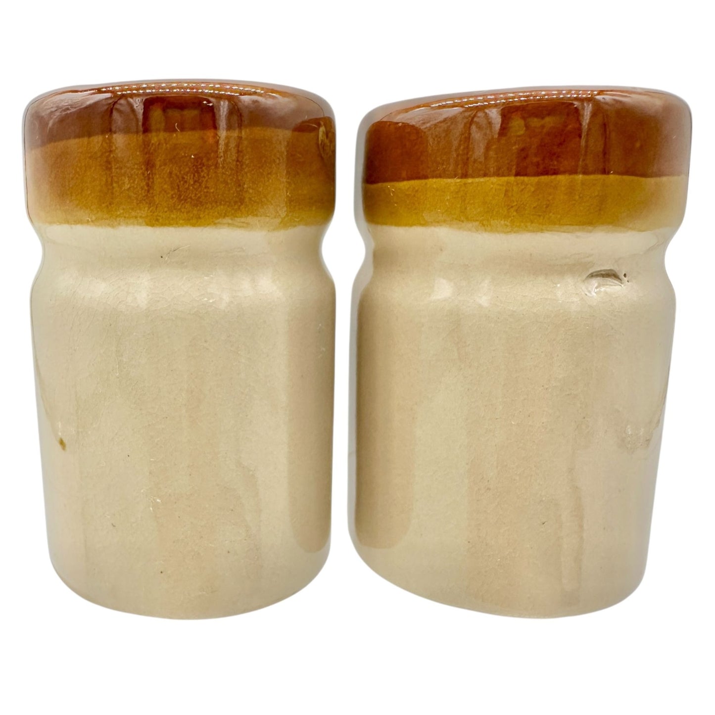 Vintage Ceramic Wheat Design Salt and Pepper Shakers Cork Stoppers Beige Brown