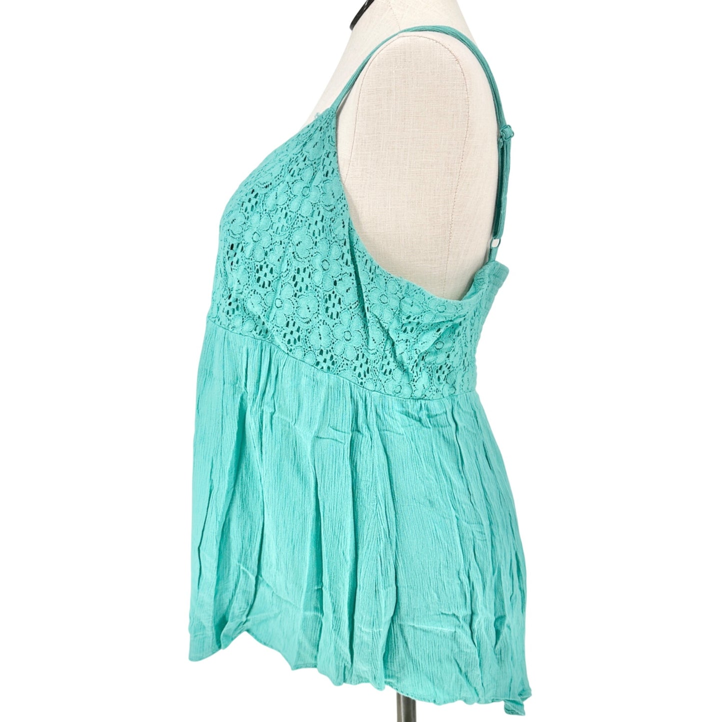 Torrid 2 Babydoll Top Womens 18-20 Crochet Lace Seafoam Green Adjustable Straps
