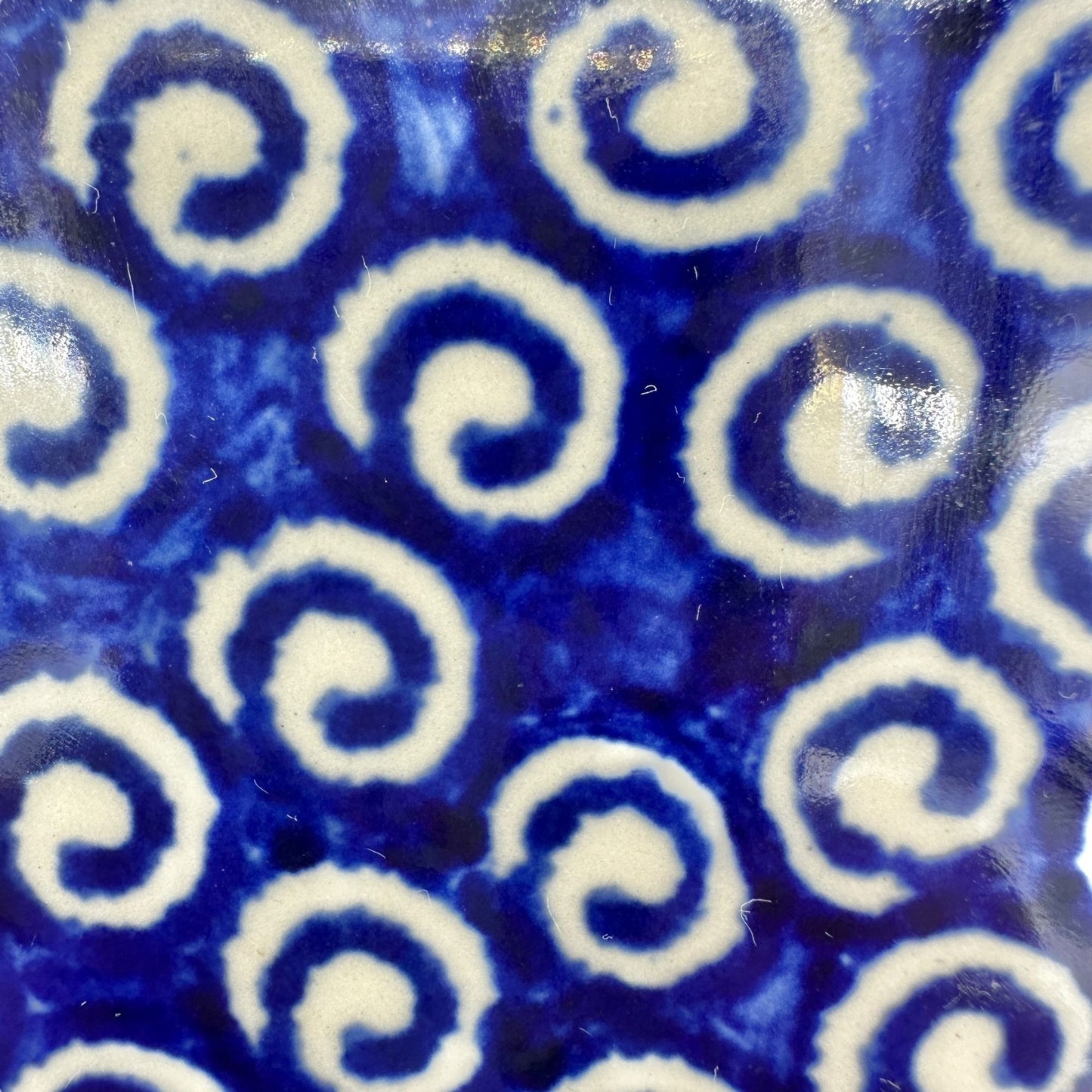 Handmade Boleslawiec Polish Pottery Heart-Shaped Plate Blue White Swirl Design