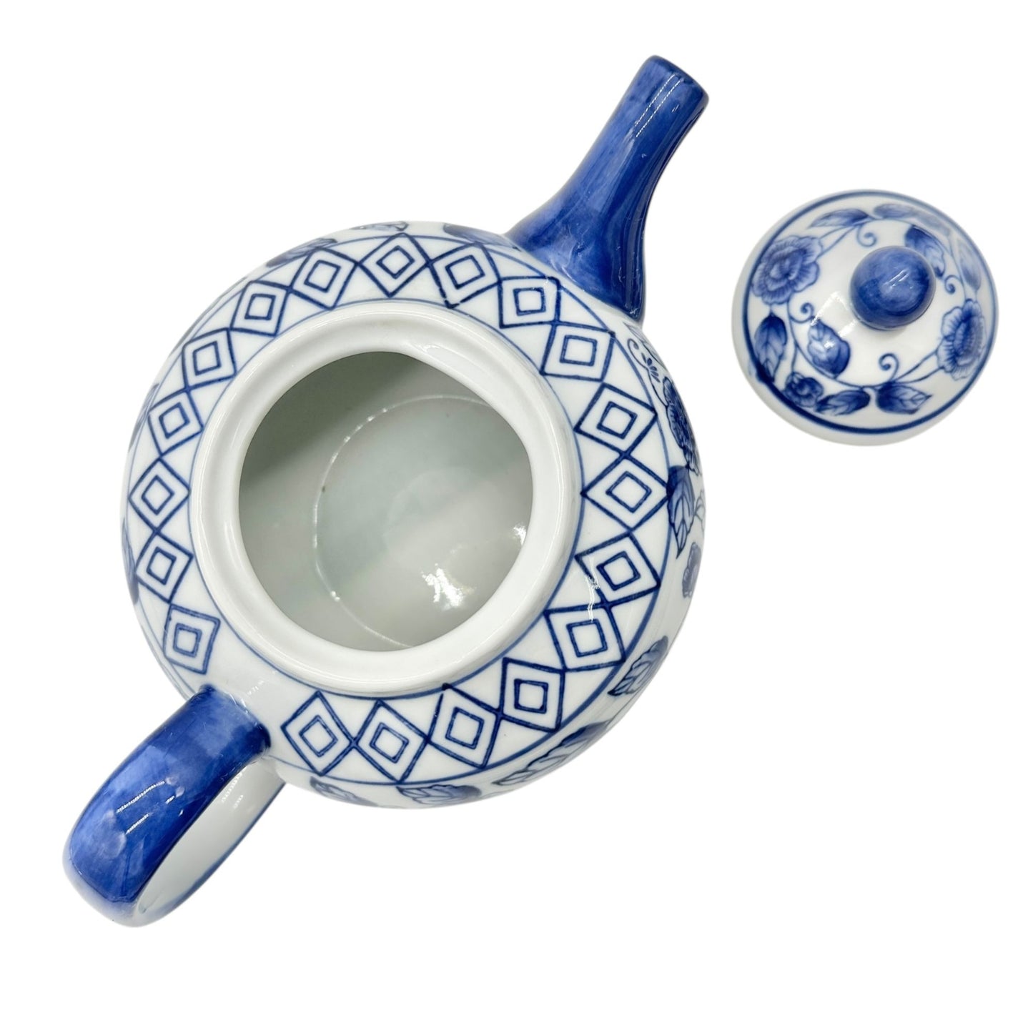 Bella Casa By Ganz Teapot with Lid Blue White Porcelain Floral 9 x 6 inches