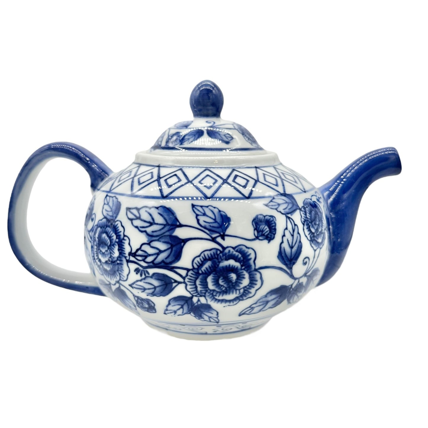 Bella Casa By Ganz Teapot with Lid Blue White Porcelain Floral 9 x 6 inches