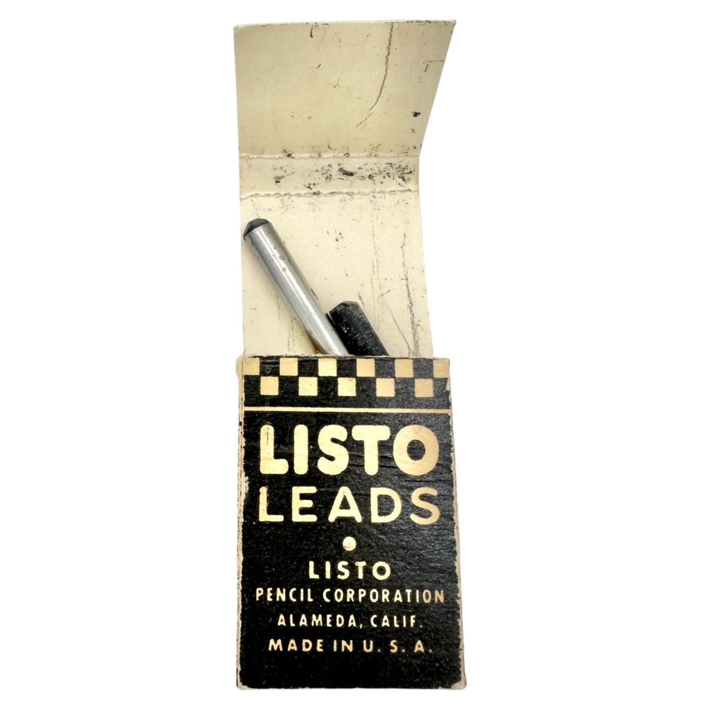 Vintage Twin Grip Fasteners Tin and Listo Pencil Leads No.162 Red+Black Boxes