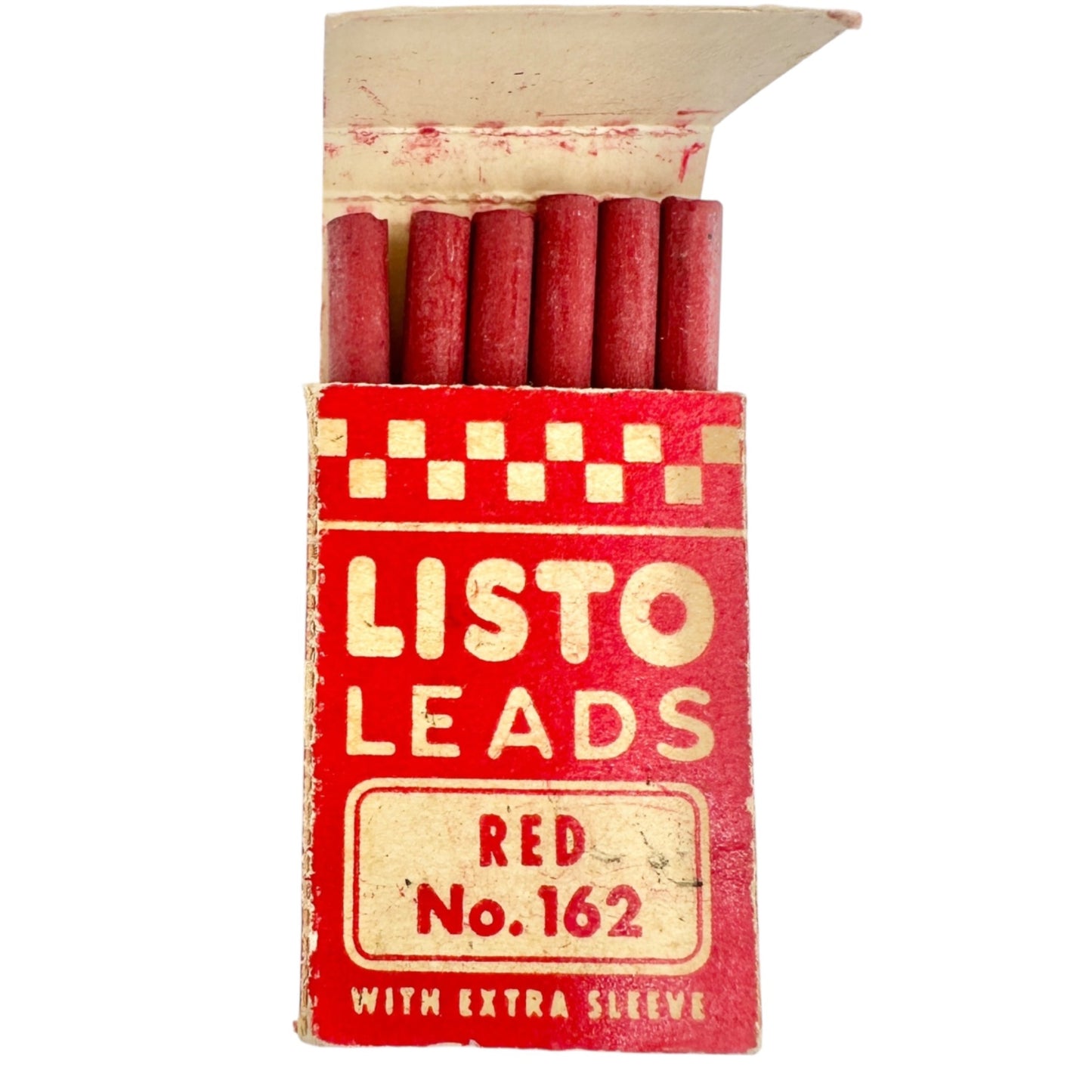 Vintage Twin Grip Fasteners Tin and Listo Pencil Leads No.162 Red+Black Boxes
