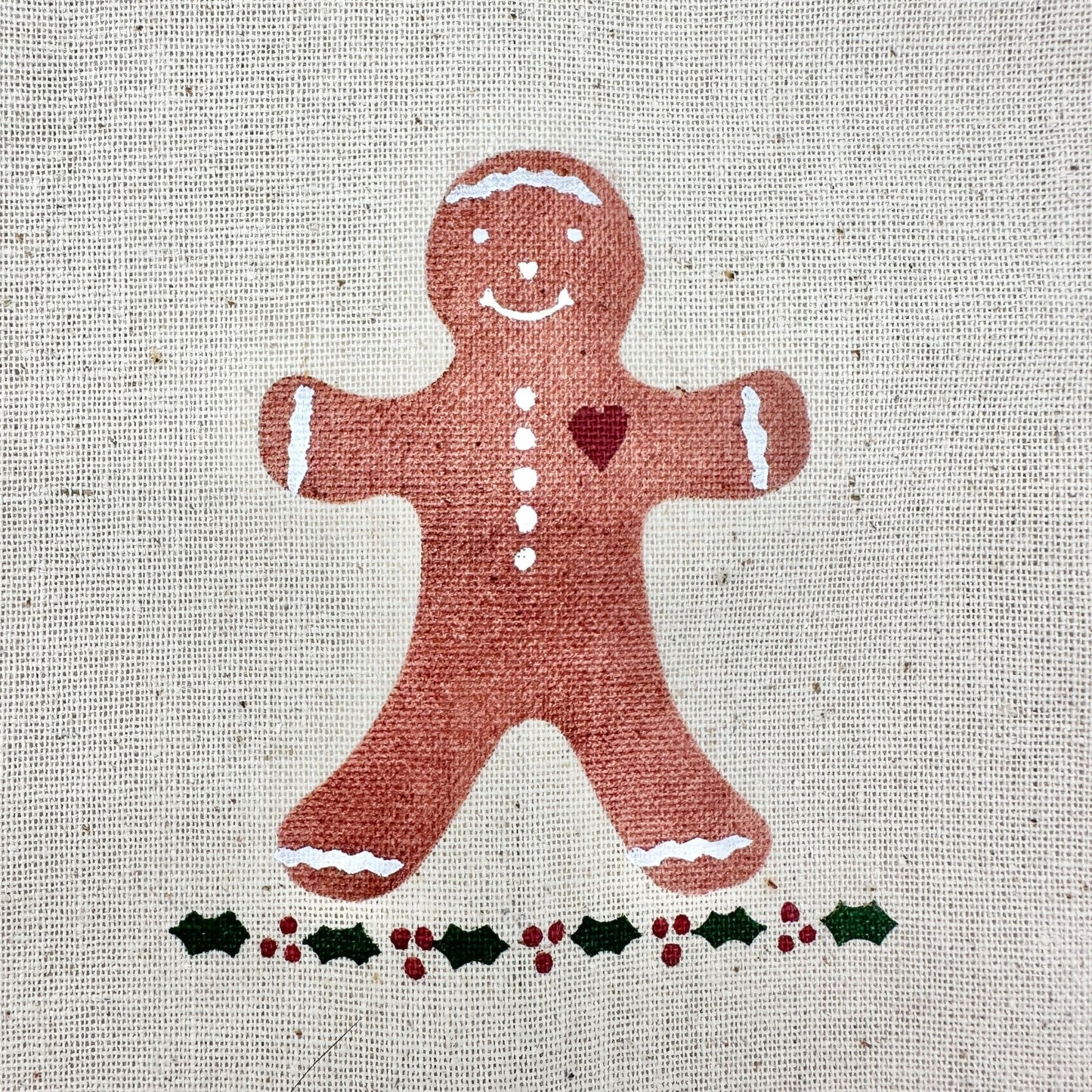 Christmas Fingertip Towels Pair With Gingerbread Man Print Rustic Holiday Decor