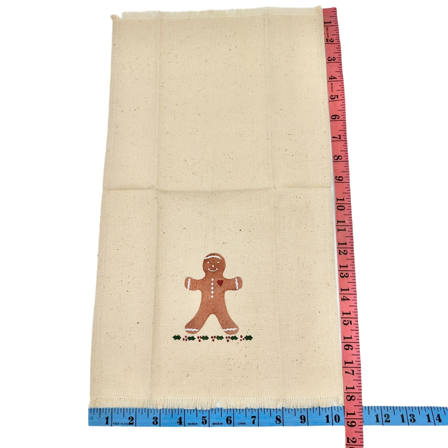 Christmas Fingertip Towels Pair With Gingerbread Man Print Rustic Holiday Decor