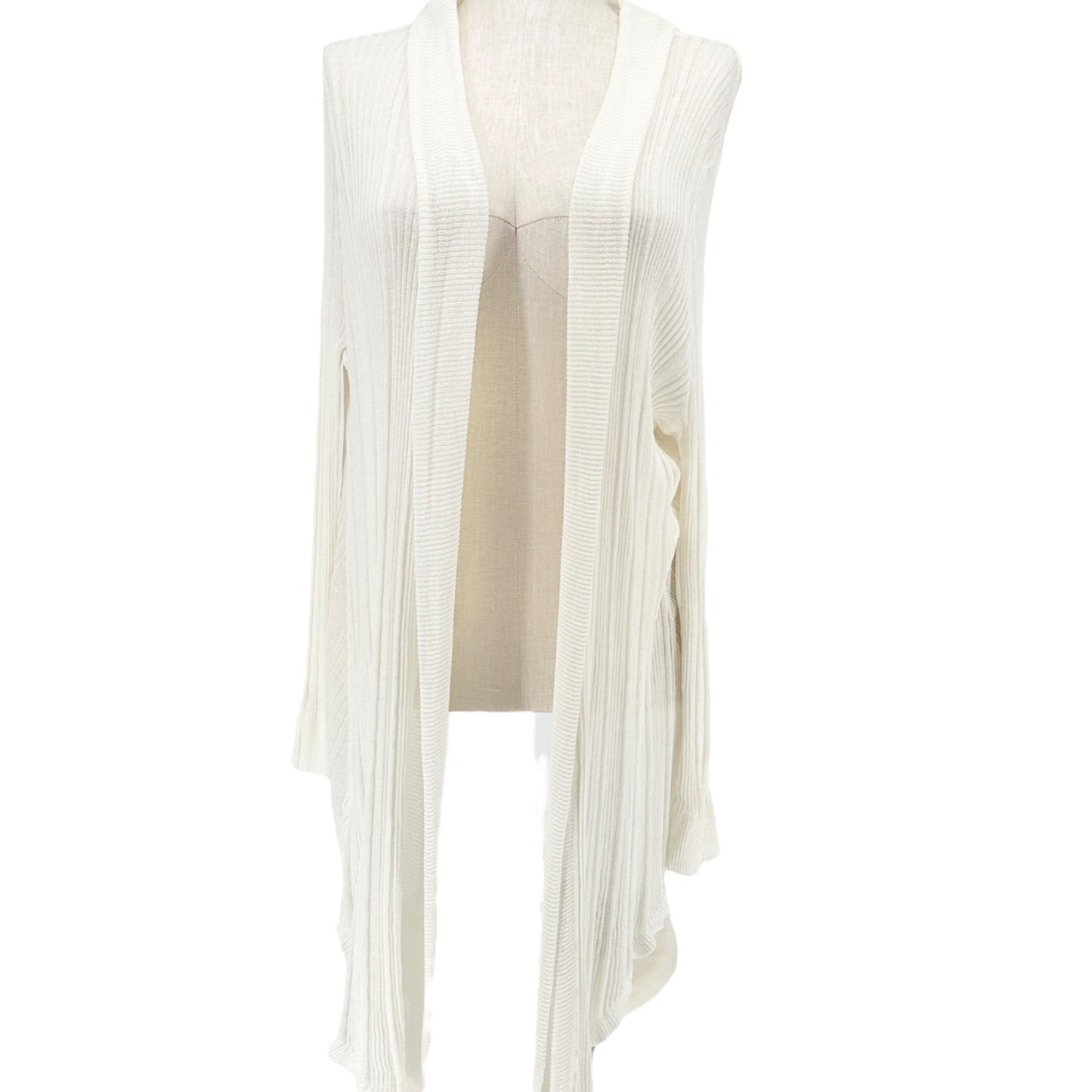Suzanne Betro Drape Front Cardigan 3X/4X White Lightweight Knit Stretchable NWT