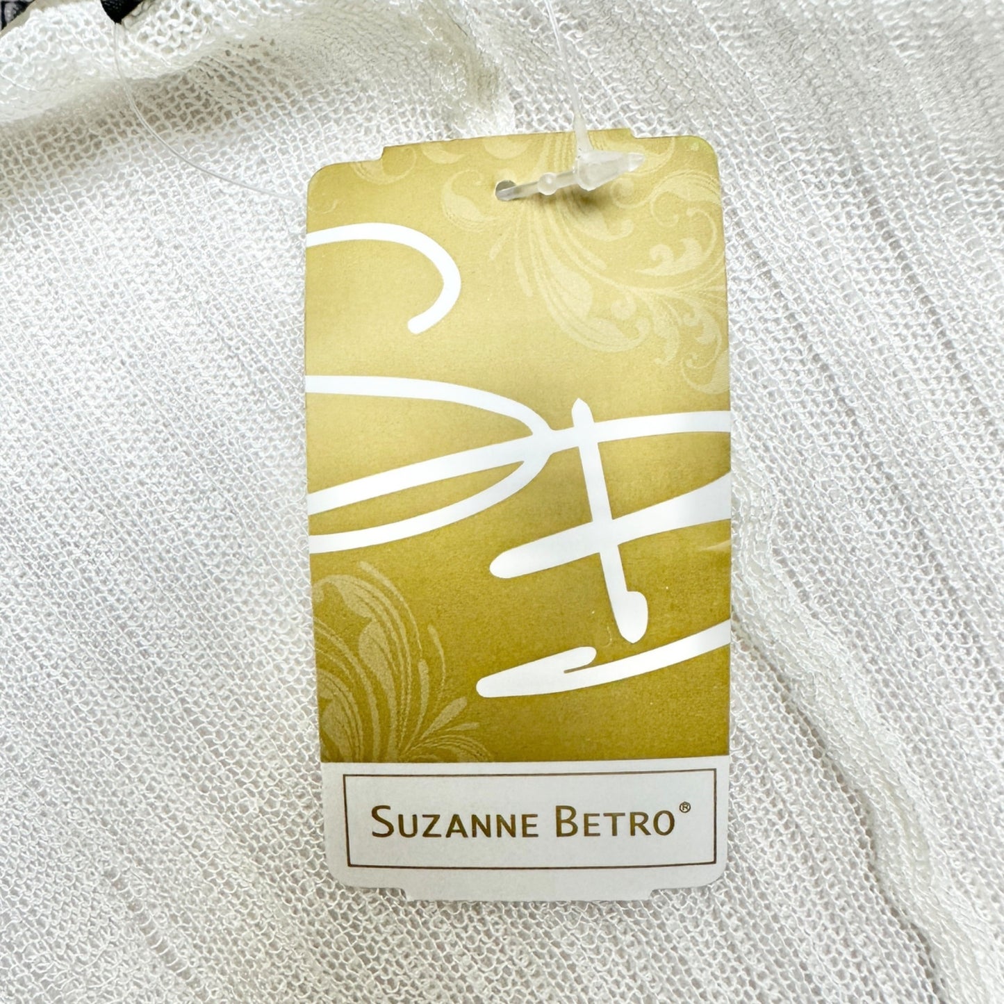Suzanne Betro Drape Front Cardigan 3X/4X White Lightweight Knit Stretchable NWT