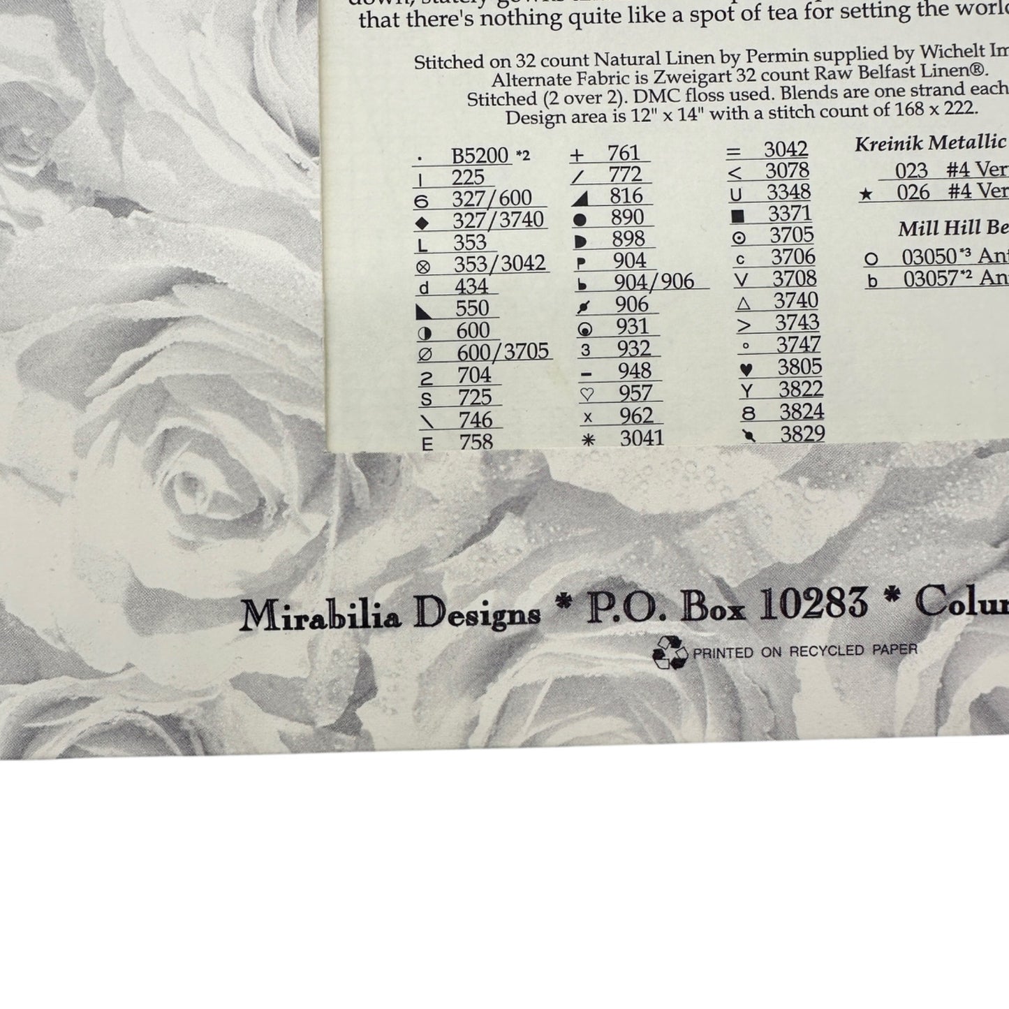 Mirabilia Designs THREE FOR TEA Cross Stitch Pattern MD-37 By Nora Corbett