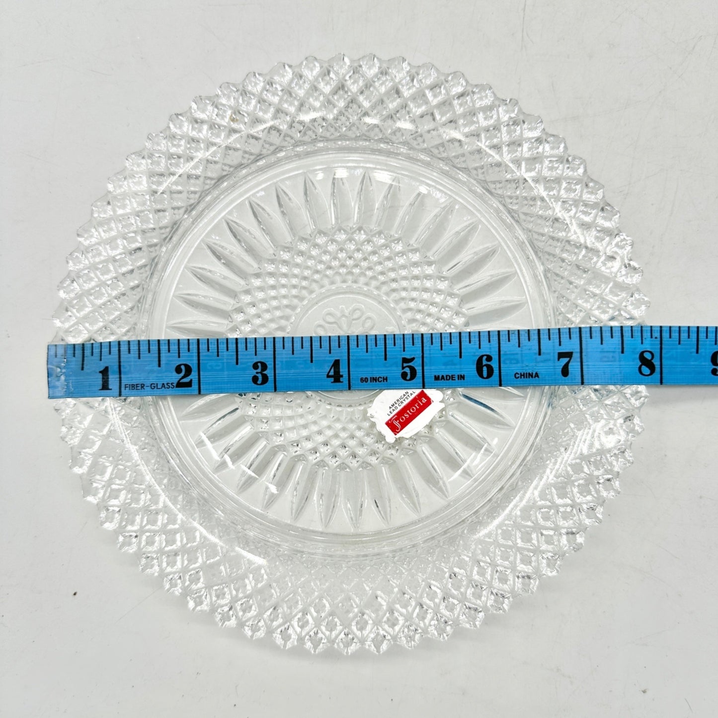 Vintage Fostoria American Lead Crystal AVON 92nd Anniversary 8 inch Plate