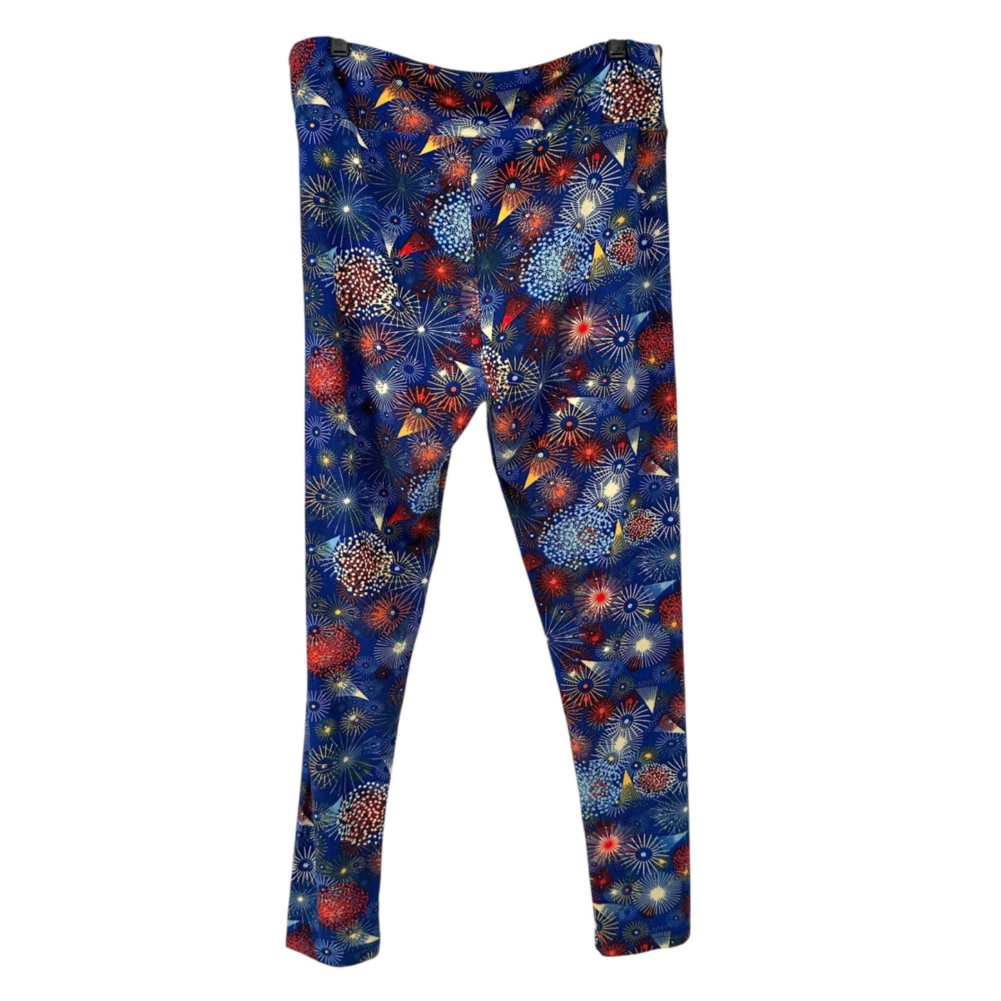 LuLaRoe Leggings Womens Tall and Curvy Blue Fireworks Patriotic Americana