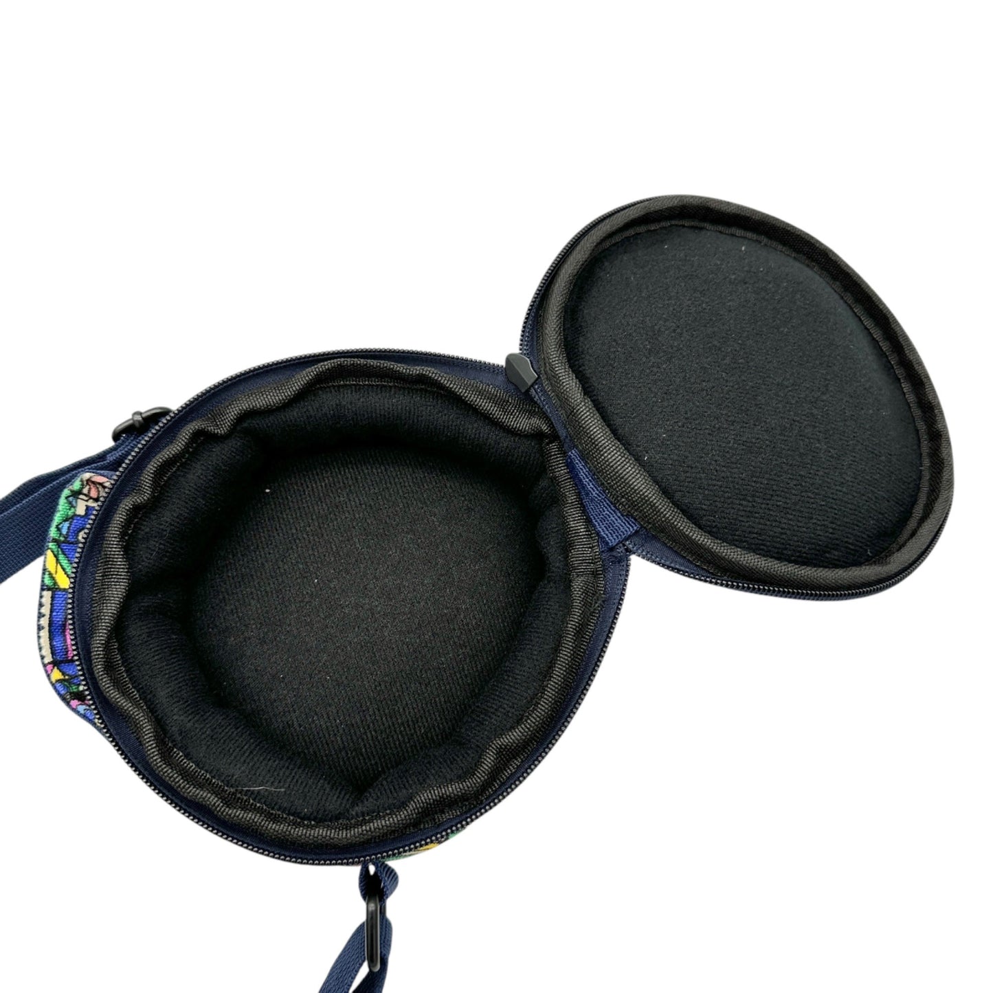 Round Crossbody Drum Bag Navy With Multicolor Aztec Pattern & Adjustable Strap