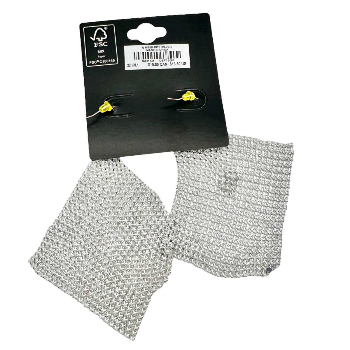 Torrid Silver Mesh Kite Earrings with Fishhook Backs Shimmer Lightweight NEW