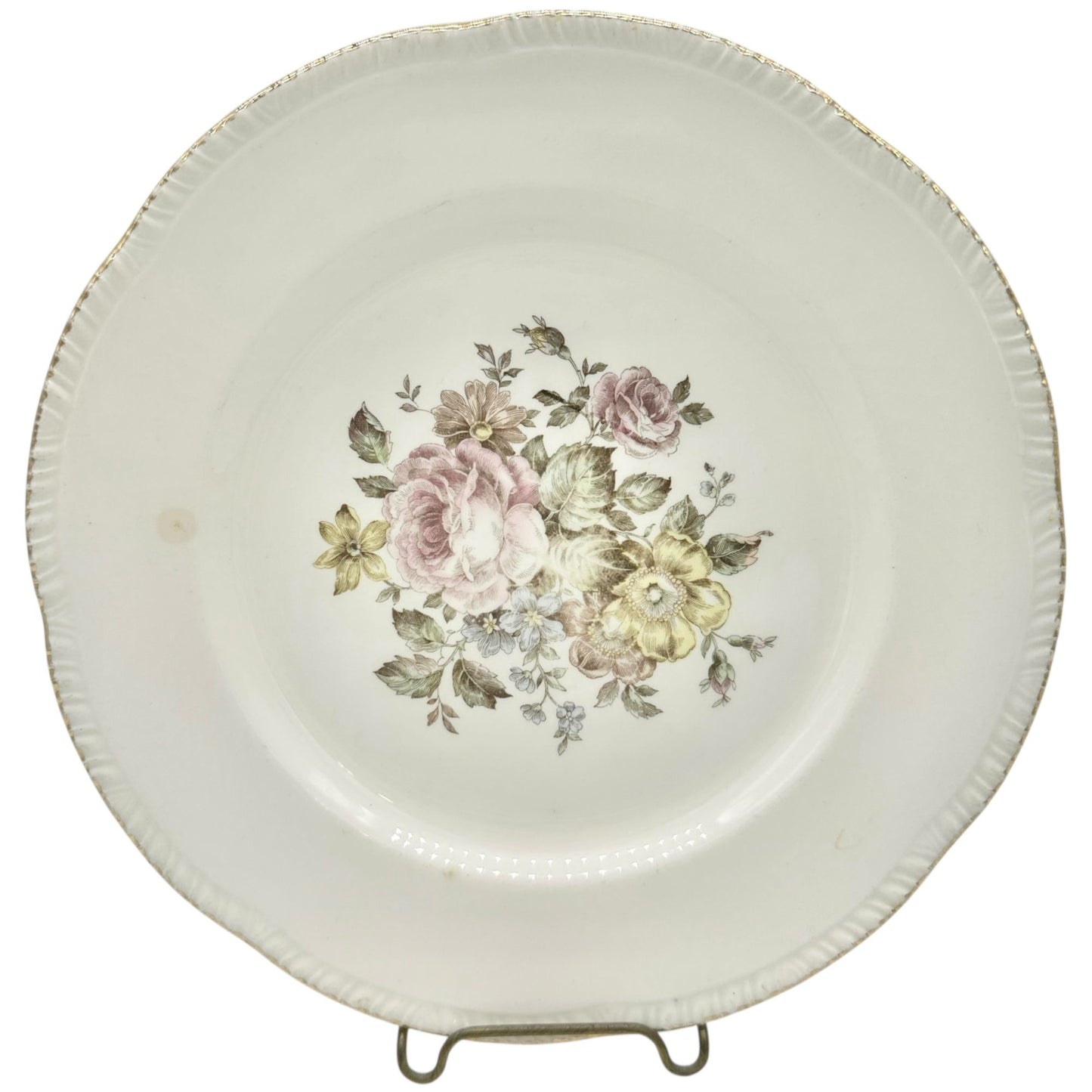 Vtg Cunningham & Pickett Inc. Stratford 9.5" Floral Plate 22K Gold Trim Ohio USA