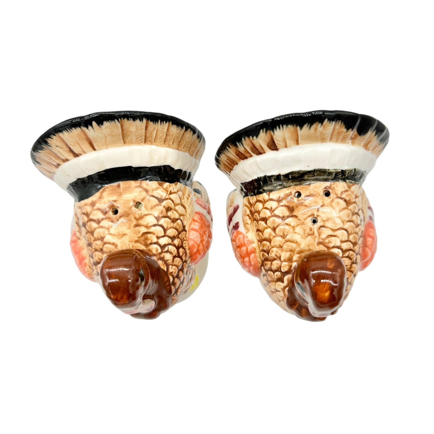 Turkey Ceramic Salt and Pepper Shaker Set Vintage Boxed Thanksgiving Tableware