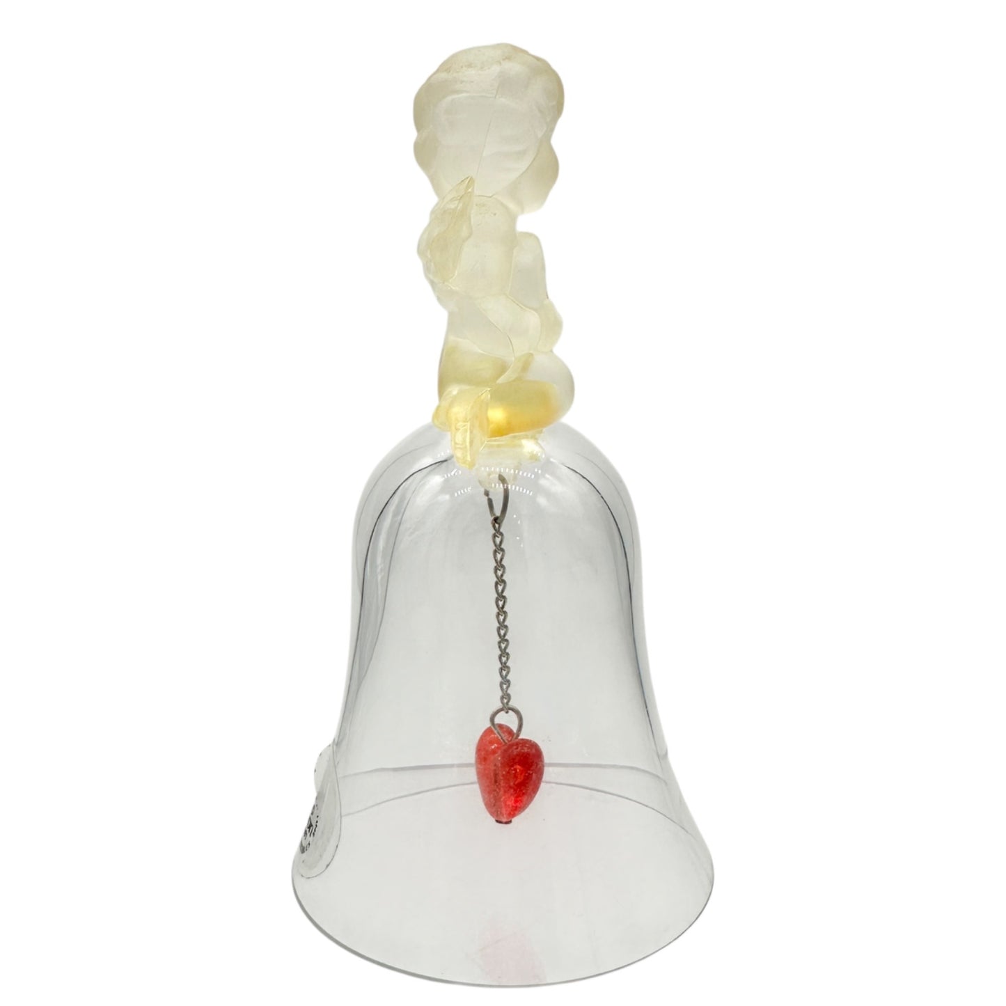 Avon 1991 Collectible Bell Frosted Angel Figurine With Red Heart Clapper 5" Tall