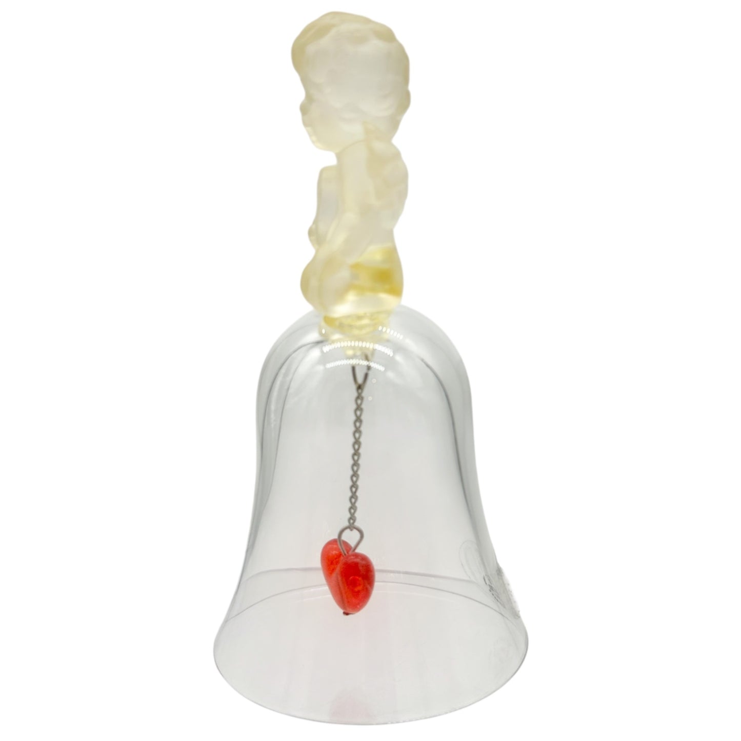 Avon 1991 Collectible Bell Frosted Angel Figurine With Red Heart Clapper 5" Tall