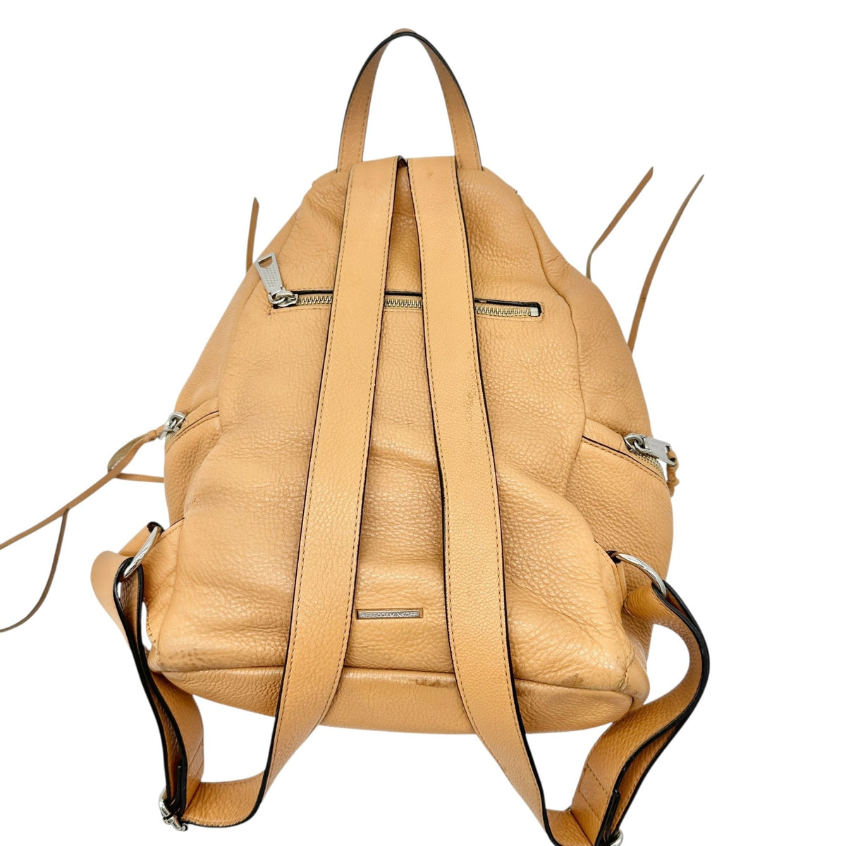 Rebecca Minkoff Genuine Leather Backpack Tan With Silver Accents 13 x 9.5 x 6