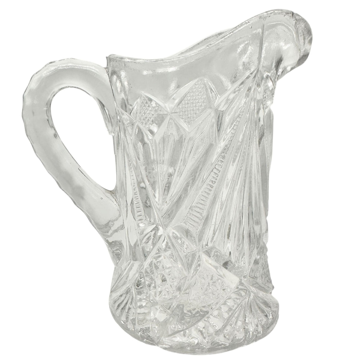 Rex Fancy Cut Pitcher and 4 Tumblers Set Childrens Tableware EAPG Etched Glass