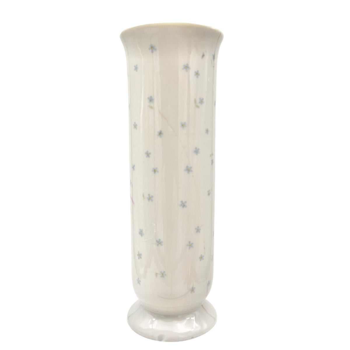Vintage 1993 Japanese Bud Cylinder Vase By FTD Porcelain White Floral 6.5”