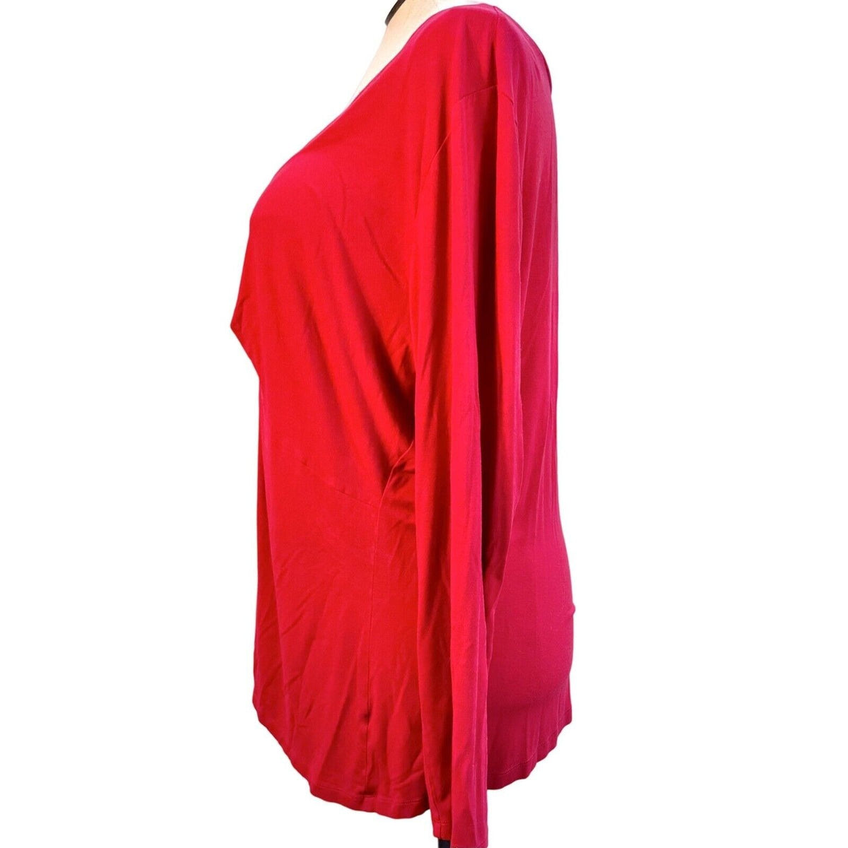 Lane Bryant Top 26/28 Red Vneck Long Sleeve 26.5 inch long EUC