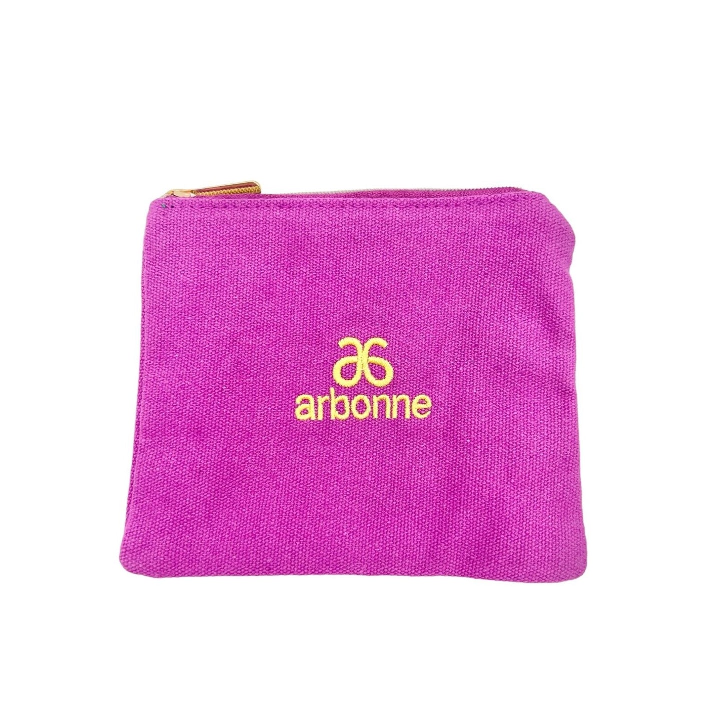 Arbonne Set of 3 Sizes Canvas Bags Pink Purple Green Zip Closure NEW