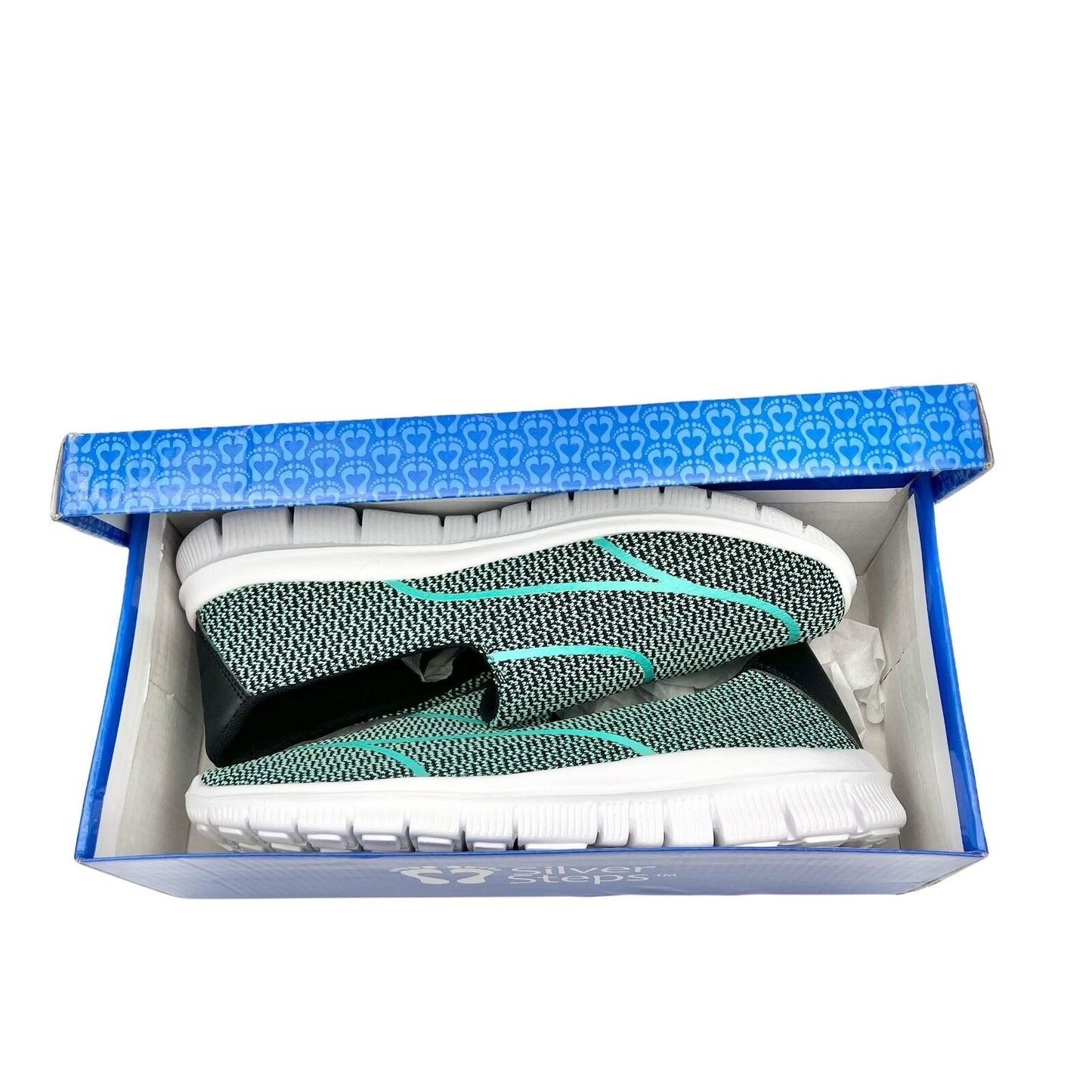 Silver Steps Women's Size 9 Feather Lite Green and White Walking Sneakers