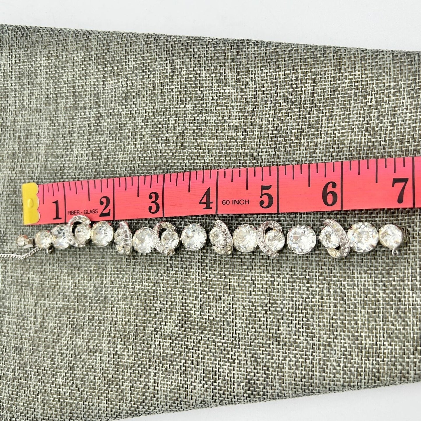 Vintage Art Deco Silvertone and Crystal Bracelet Matching Clip-on Earrings