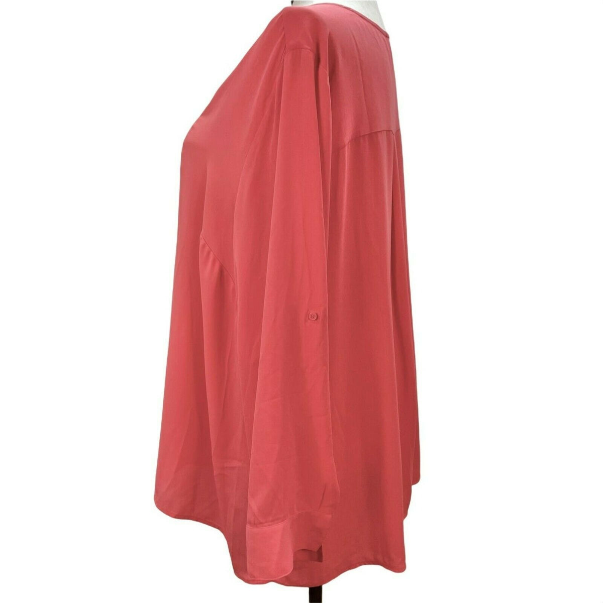 Lane Bryant Womens Coral Long Sleeve Tunic Blouse Size 26/28 Lightweight Top