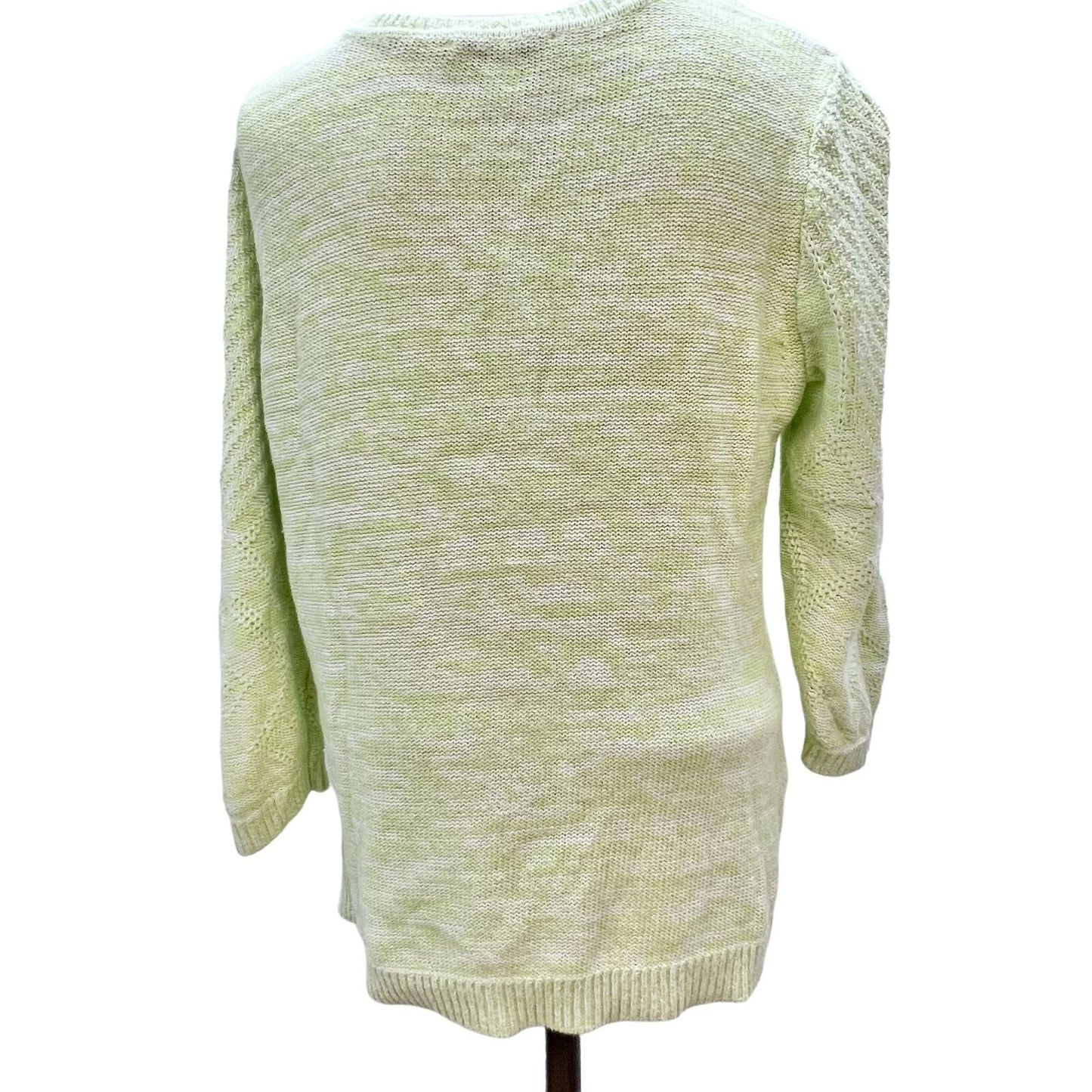 Christopher & Banks Womens Medium Light Green Pullover Henley Sweater 3/4 Sleeve