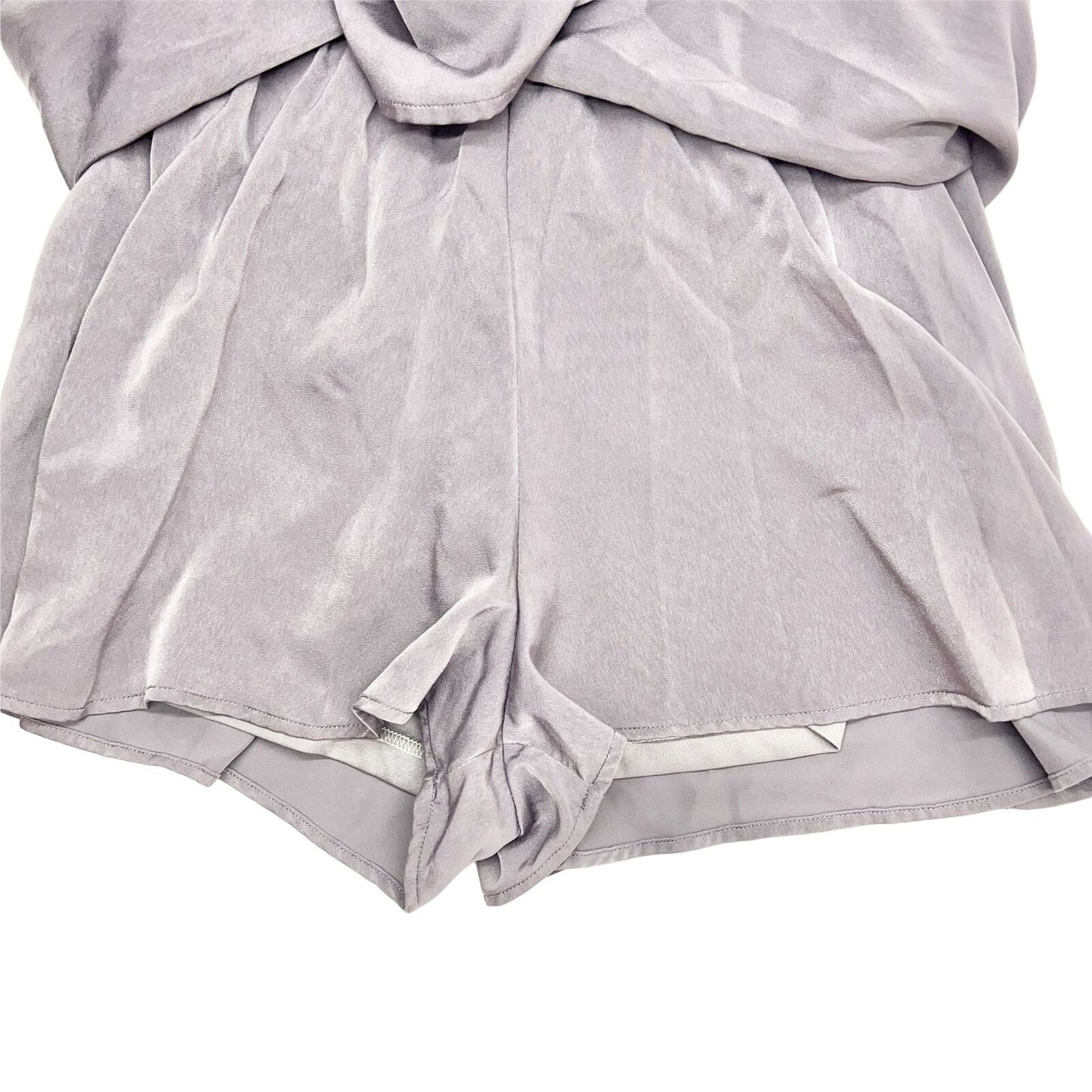 Womens Small Slate Long Sleeve Shorts Romper with Tie Back